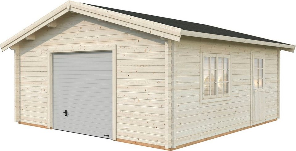 Palmako Garage Roger, BxTxH: 622x596x312 cm, mit Sektionaltor, naturbelassen