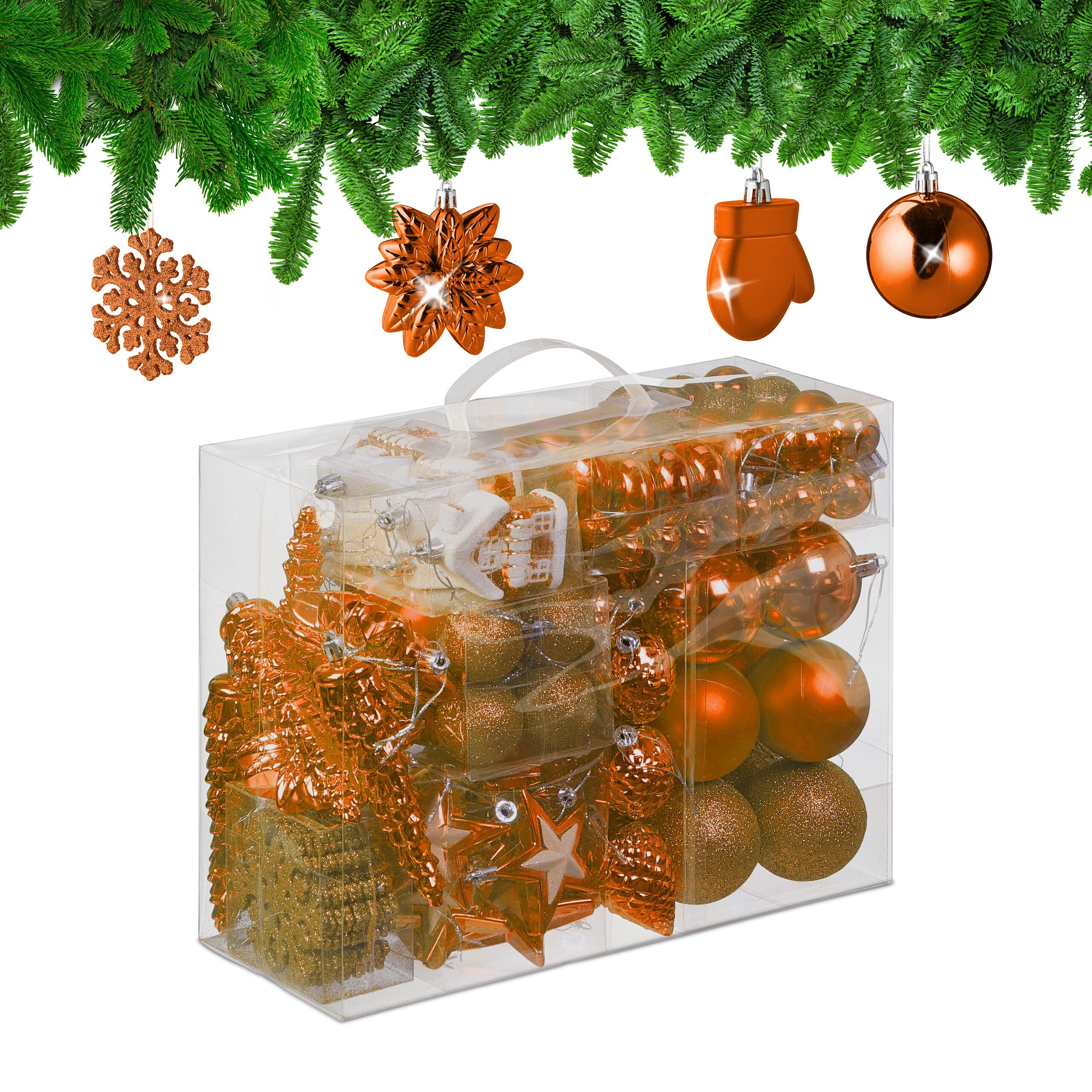 relaxdays Weihnachtsbaumkugel Новогодние шары im 100er Set, orange