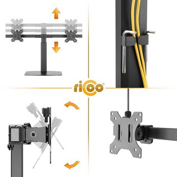RICOO TS4111 Monitor-Halterung, (bis 32 Zoll, Tischhalter 2 Monitore Dual Monitorständer Bildschirm schwenkbar)