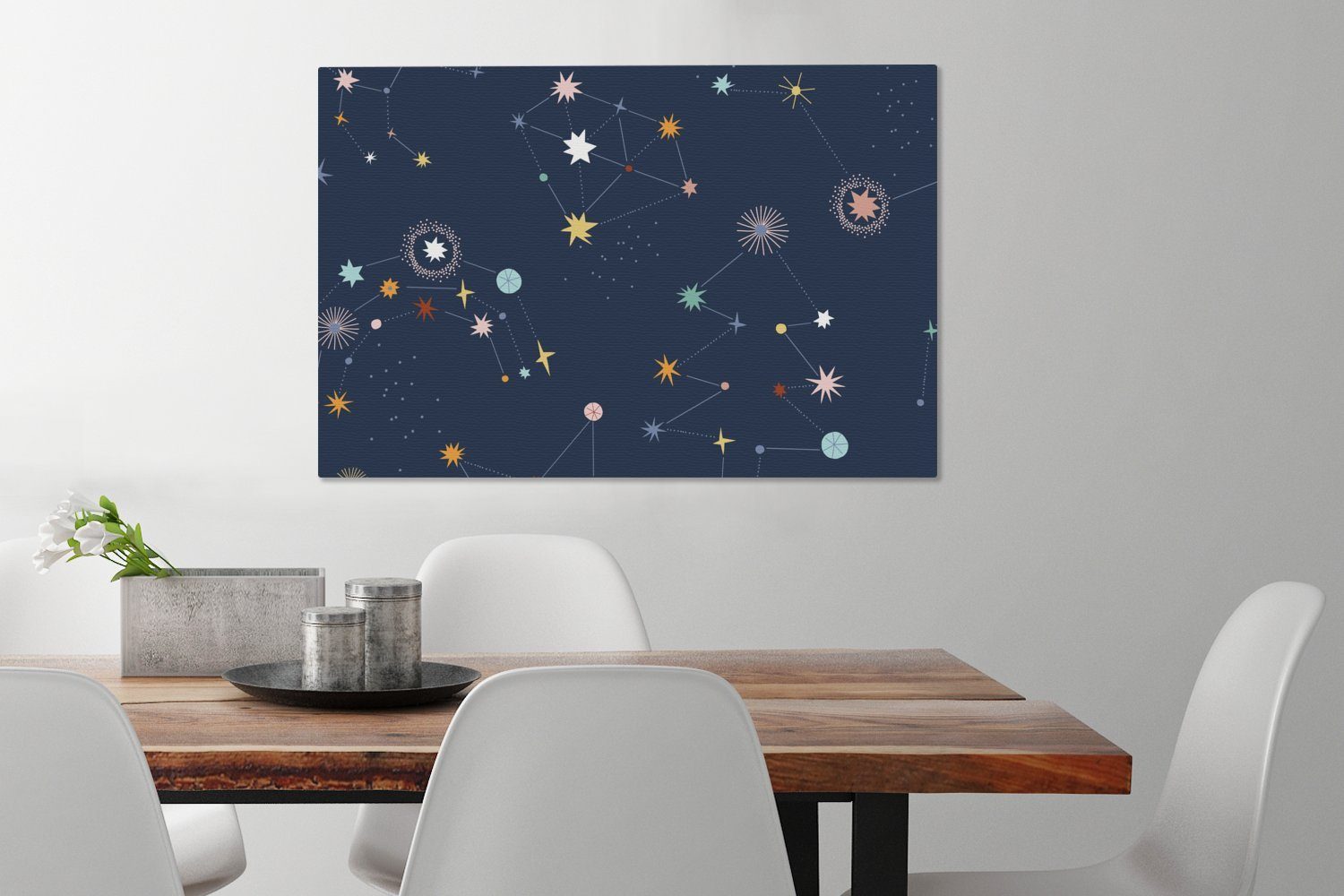 Wandbild Leinwandbild Kinder bunt cm Weltraum, Wanddeko, - OneMillionCanvasses® Leinwandbilder, - (1 60x40 St), Aufhängefertig, Sterne