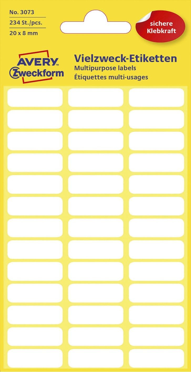 Etikett 3073 Mini-Organisations-Etiketten 20 x 8 mm 6 Blatt/234 Etiketten weiß