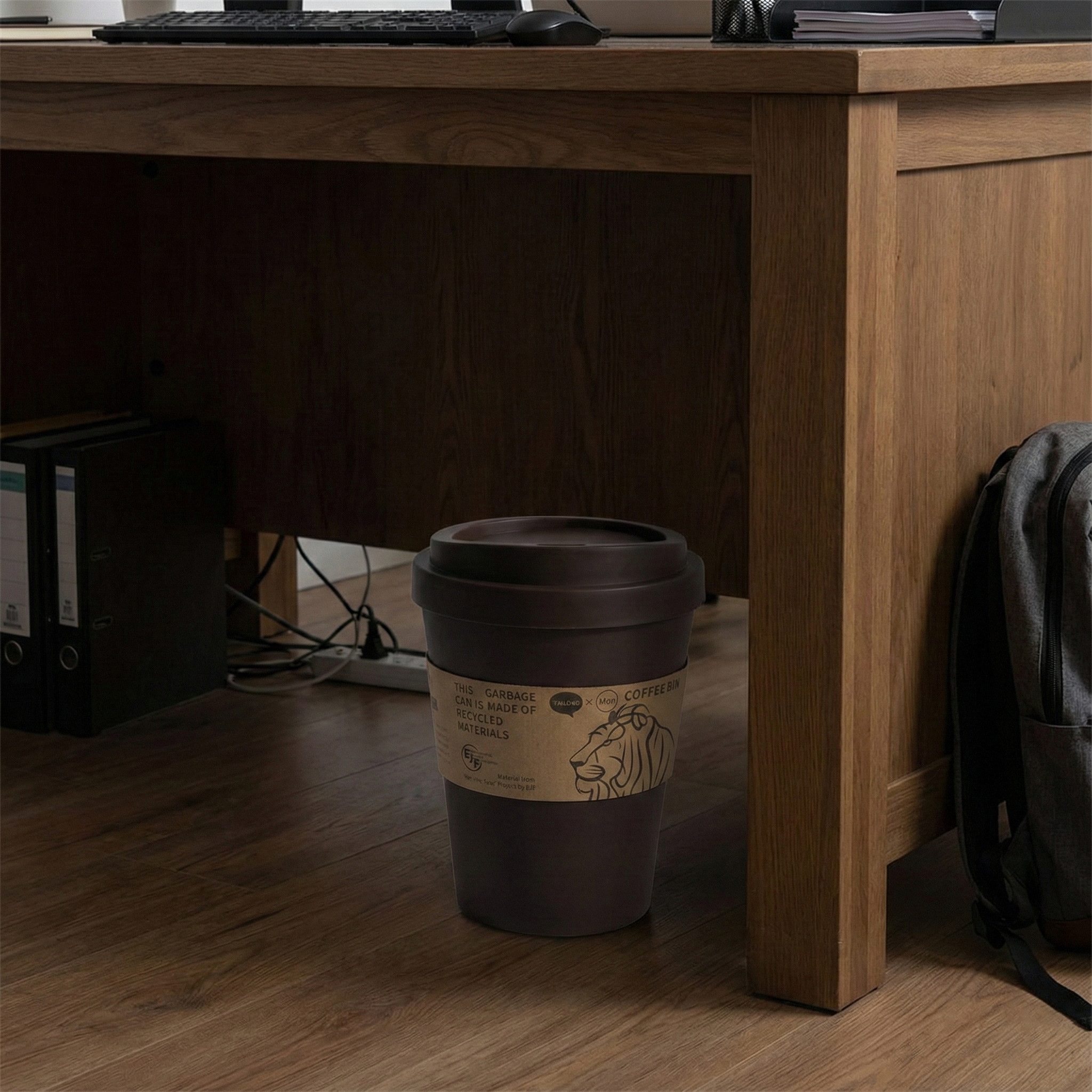 Sinoba Papierkorb XXL Kaffeebecher Coffeecup, Abfalleimer Mülleimer mit abnehmbaren Schwingdeckel 11 Liter – Bild 4 von 5