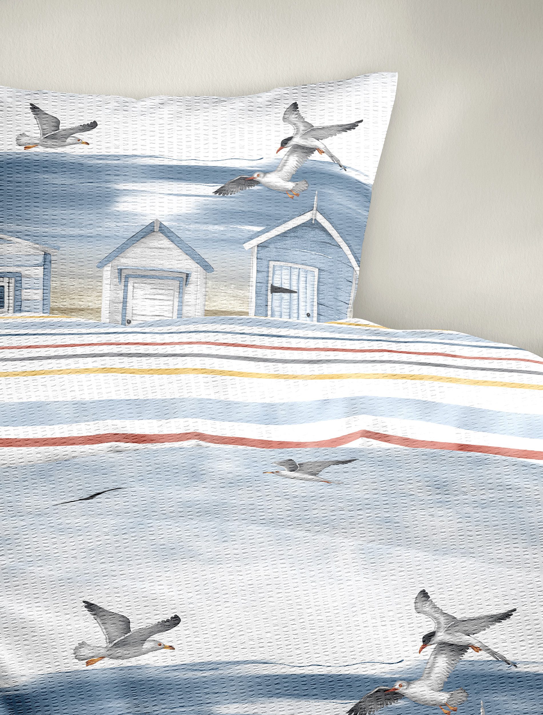 BIERBAUM Bettwäsche Bettwäsche 4083, Seersucker, 2 teilig, Seersucker, 100 % Baumwolle, pflegeleicht, bügelfrei, kühlend