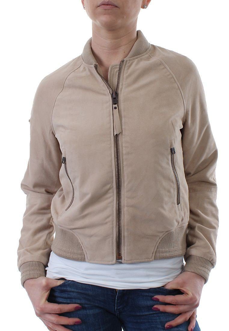 Superdry Lederjacke Superdry Lederblouson Women LILLIE FLITE BOMBER Sand