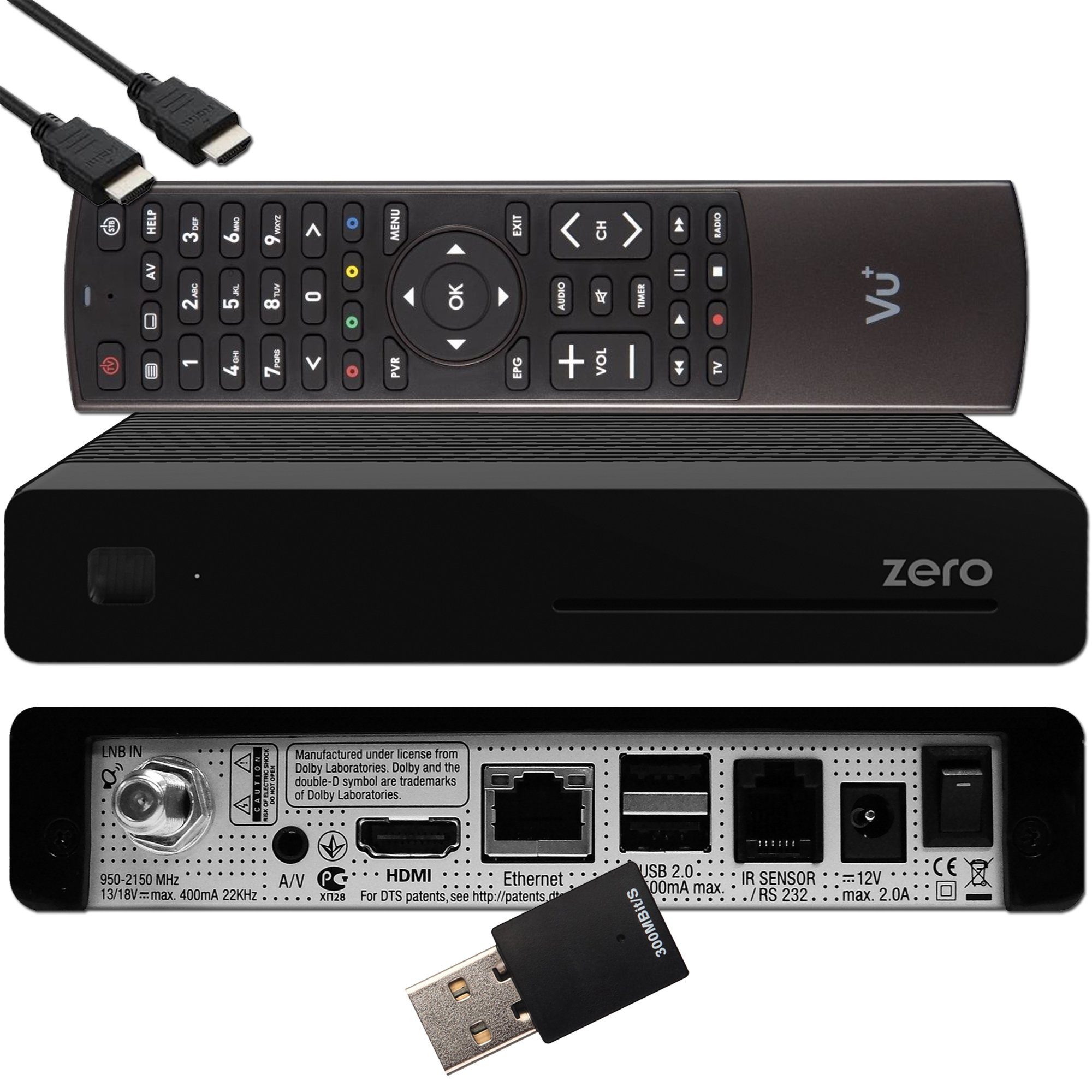 Wifi + Sat Stick SAT-Receiver - HD Full 300 Zero Schwarz Receiver Mbits Linux VU+