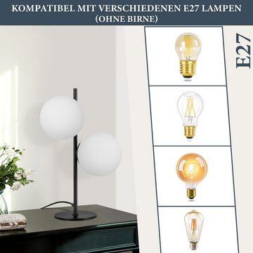 ZMH Tischleuchte Tischlampe Nachttischlampe Vintage - Schwarz/Gold 2 Flammig, ohne Leuchtmittel, Industrial Nachttischleuchte E27 1,5M Kabel für Wohnzimmer, Schwarz