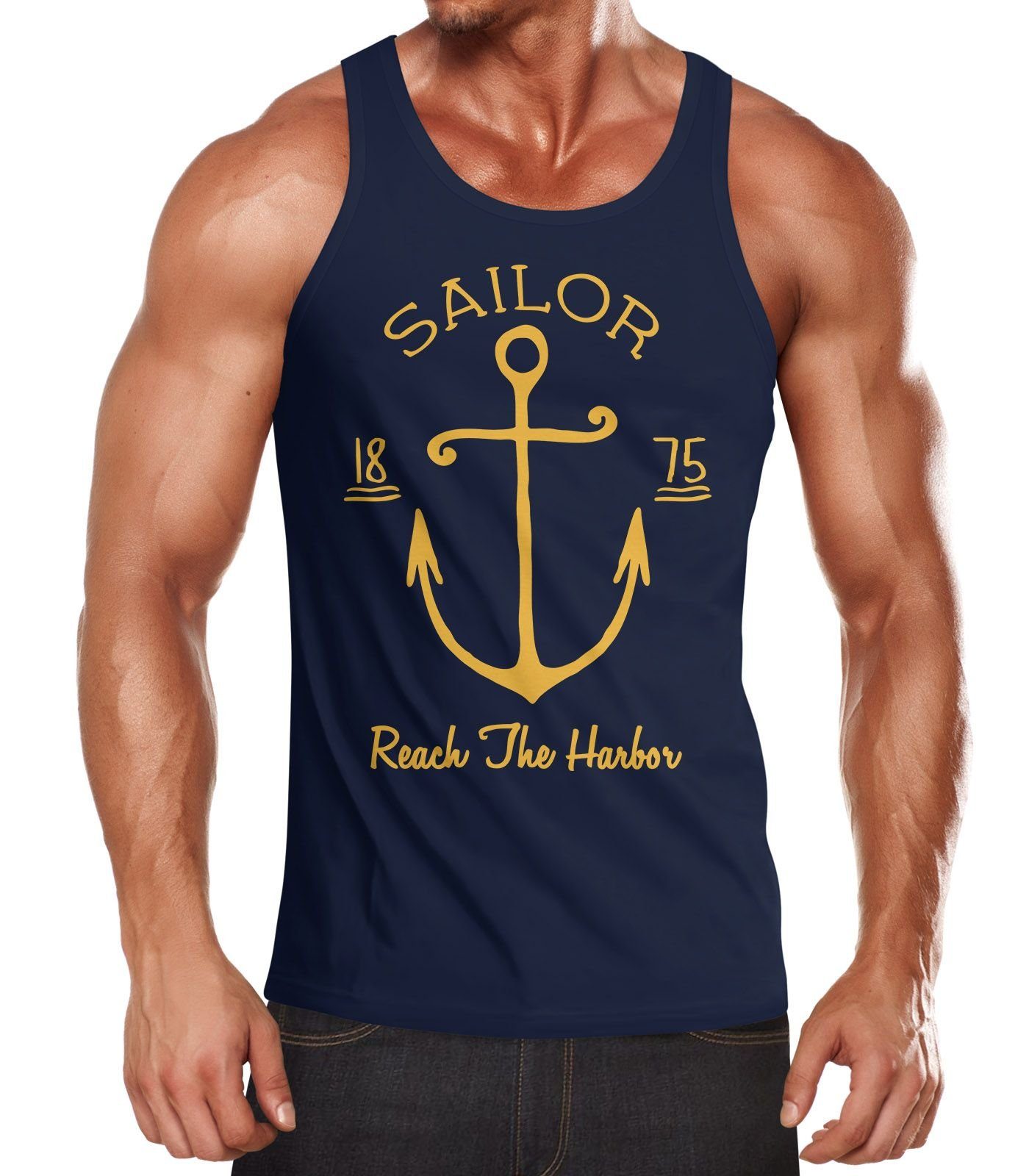 Neverless Tanktop Herren Tank-Top Anker Spirit Vintage Segeln Vintage Muskelshirt mit Print