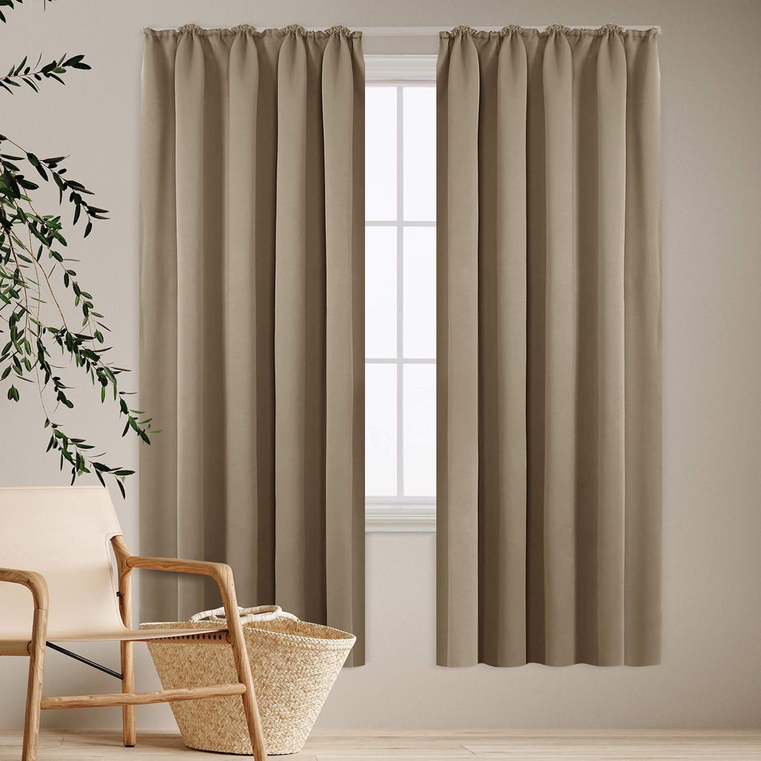 Deconovo Verdunkelungsvorhang Gardinen mit Kräuselband Vorhänge Wohnzimmer günstig online kaufen