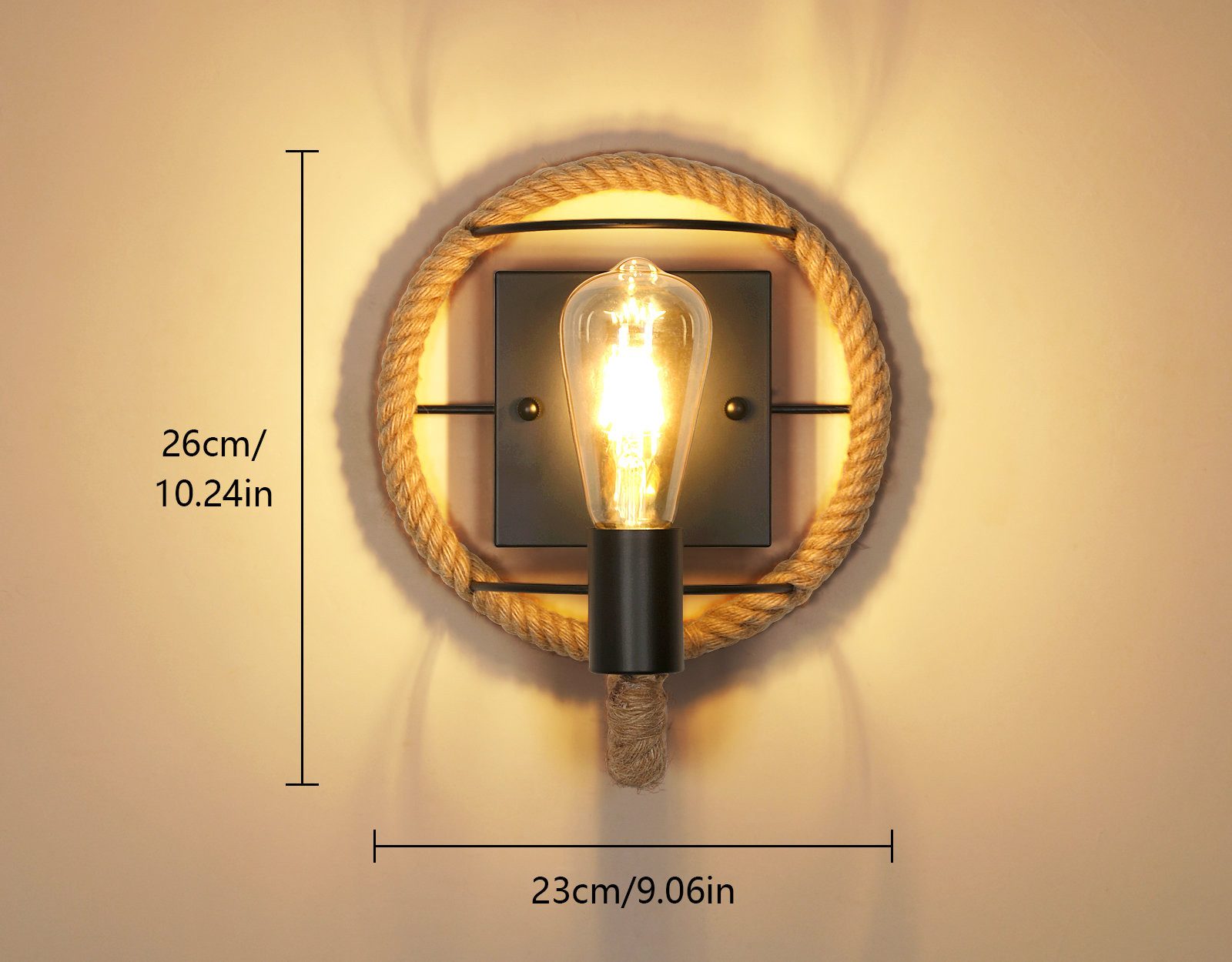 Goeco Wandleuchte Hanfseil Wandlampe, Vintage Wandlampe, günstig online kaufen