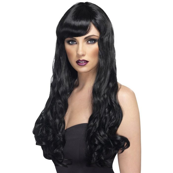 Smiffys Kostüm Desire schwarz Lange gewellte Frisur für Divas Meerjungfrauen oder Festivals