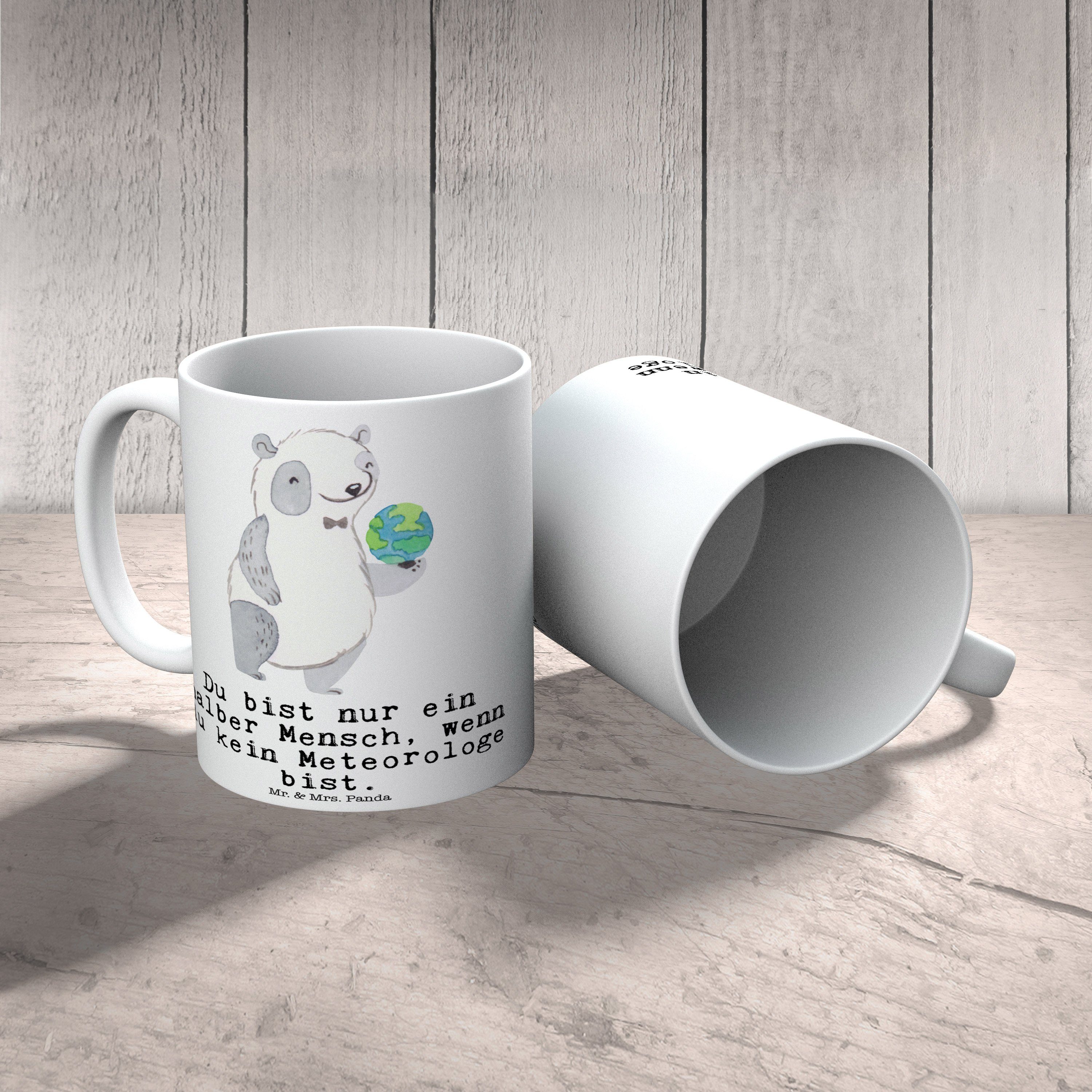 Mr. & Mrs. Panda Tasse Teetasse, Tasse, - - Geschenk, Keramik Herz Mitarbeiter, Weiß Meteorologe mit