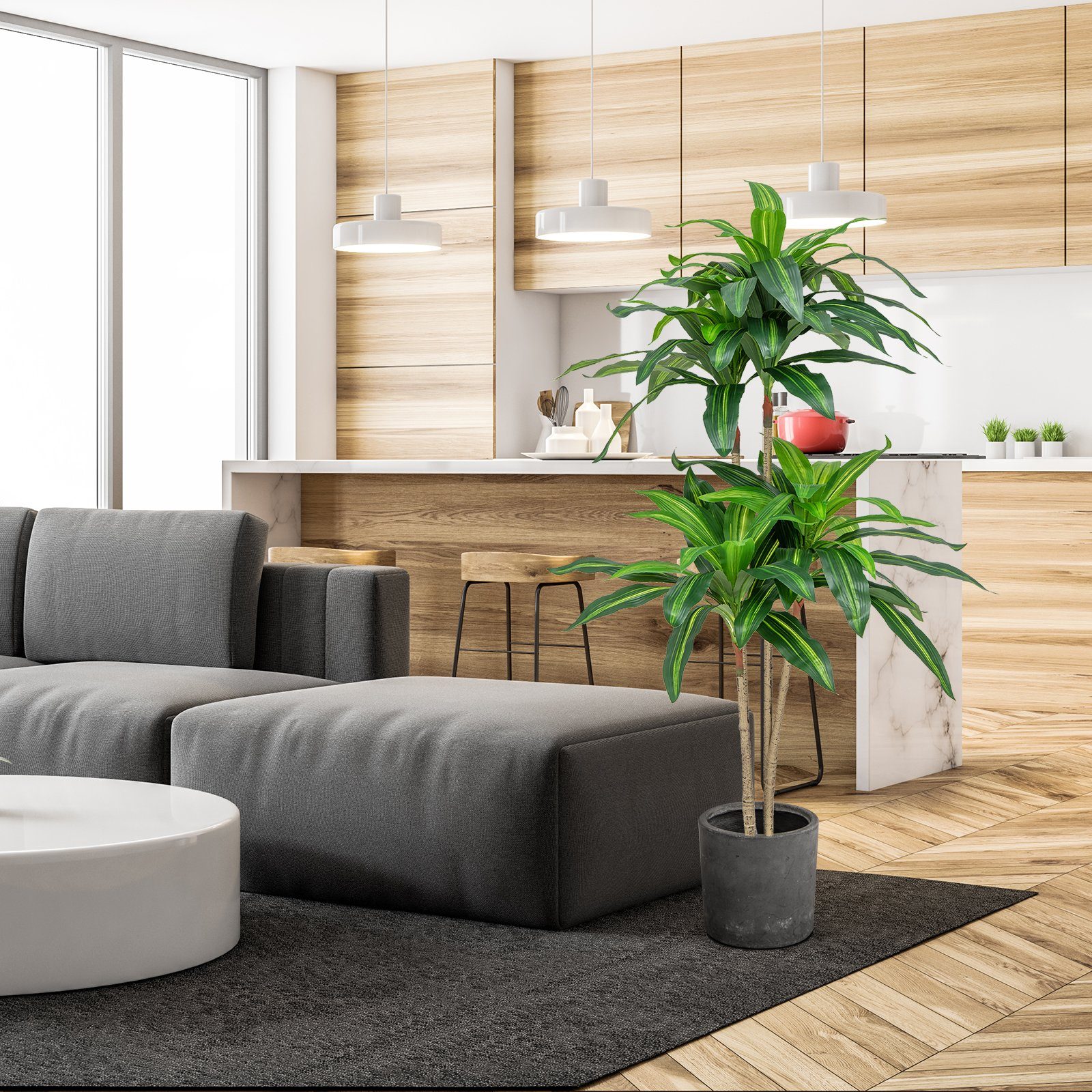 Kunstpflanze, COSTWAY, Höhe 140 cm, Künstliche Dracena mit Topf, 92 Blätter günstig online kaufen