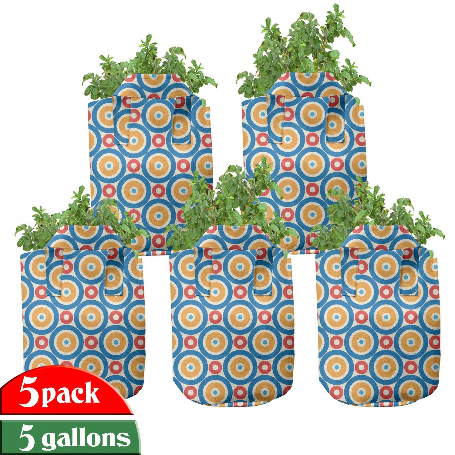 Punkte Pflanzkübel Kleine Griffen für Abakuhaus mit Kreise Stofftöpfe und hochleistungsfähig Pflanzen, Retro Große