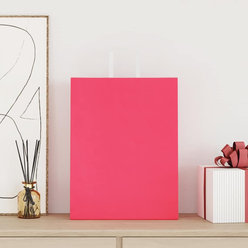 vidaXL Tragetasche, Papiertragetaschen 250 Stk. mit Henkeln Rosa 32x12x42 cm
