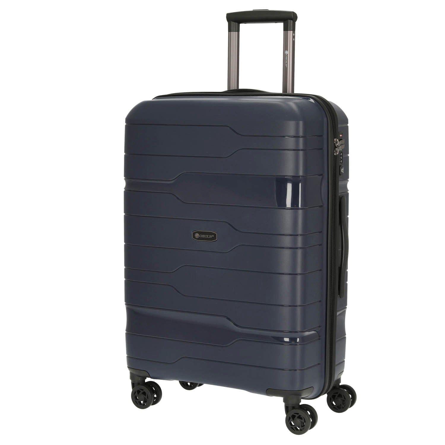 CHECK.IN® Koffer Memphis - 4-Rollen-Trolley 67 cm (blau), 4 Rollen