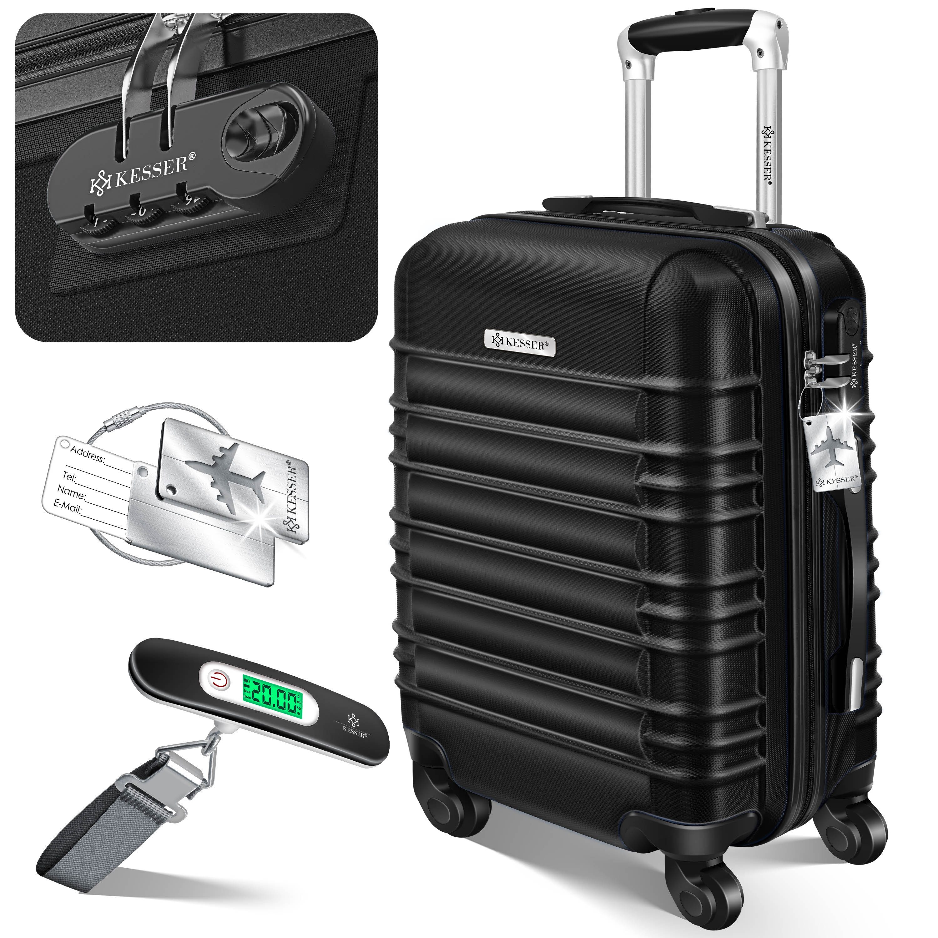 KESSER Hartschalen-Trolley Reisekoffer Handgepäck 55L Koffer Inkl. Kofferwaage + Gepäckanhänger, 4 Rollen, Rollkoffer ABS-Hartschale mit 4 Rollen, Zahlenschloss & Teleskopgriff
