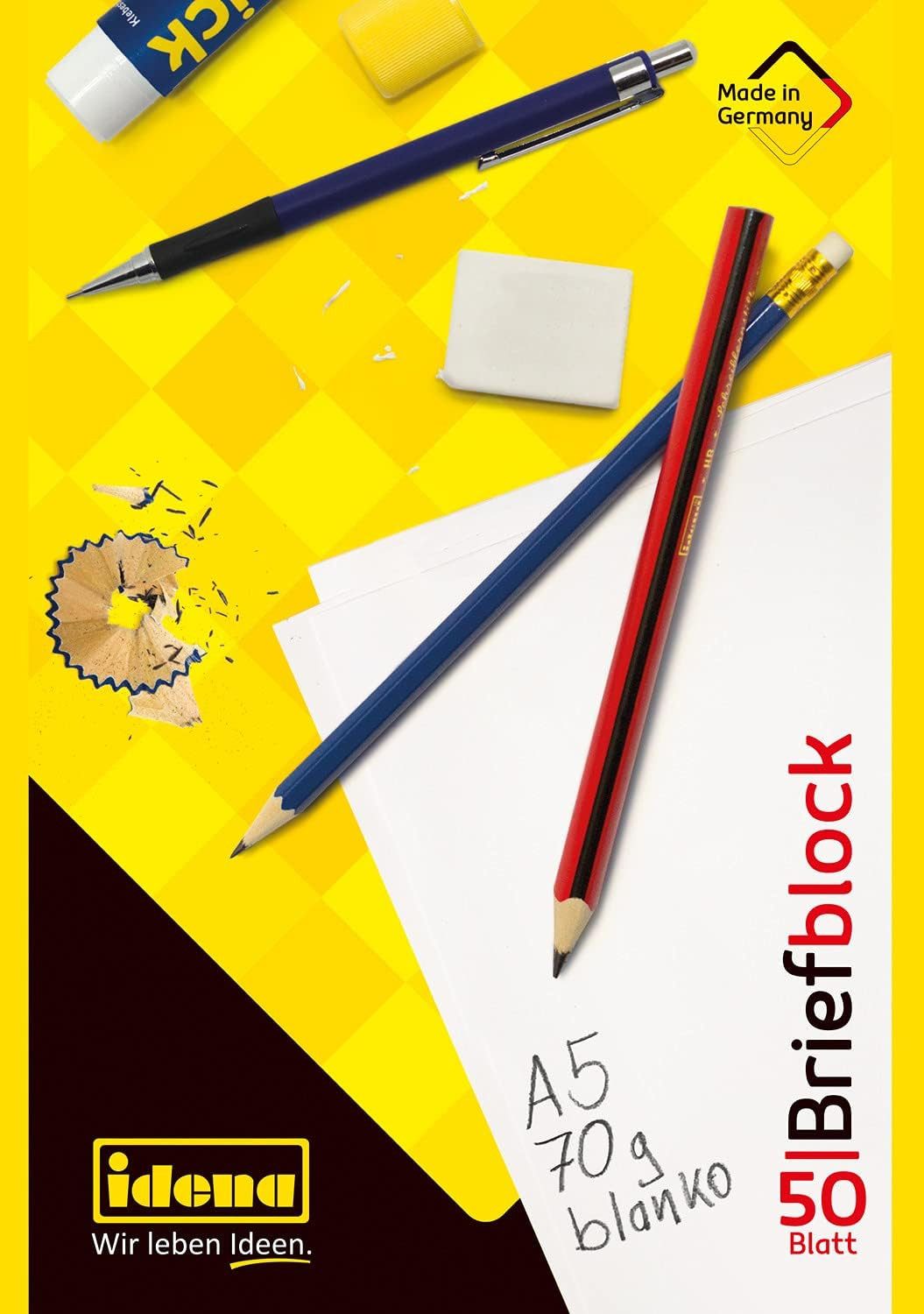 Idena Spiel Premium Briefblock DIN A5 blanko - 50 Blatt Qualitätspapier Made in Ge