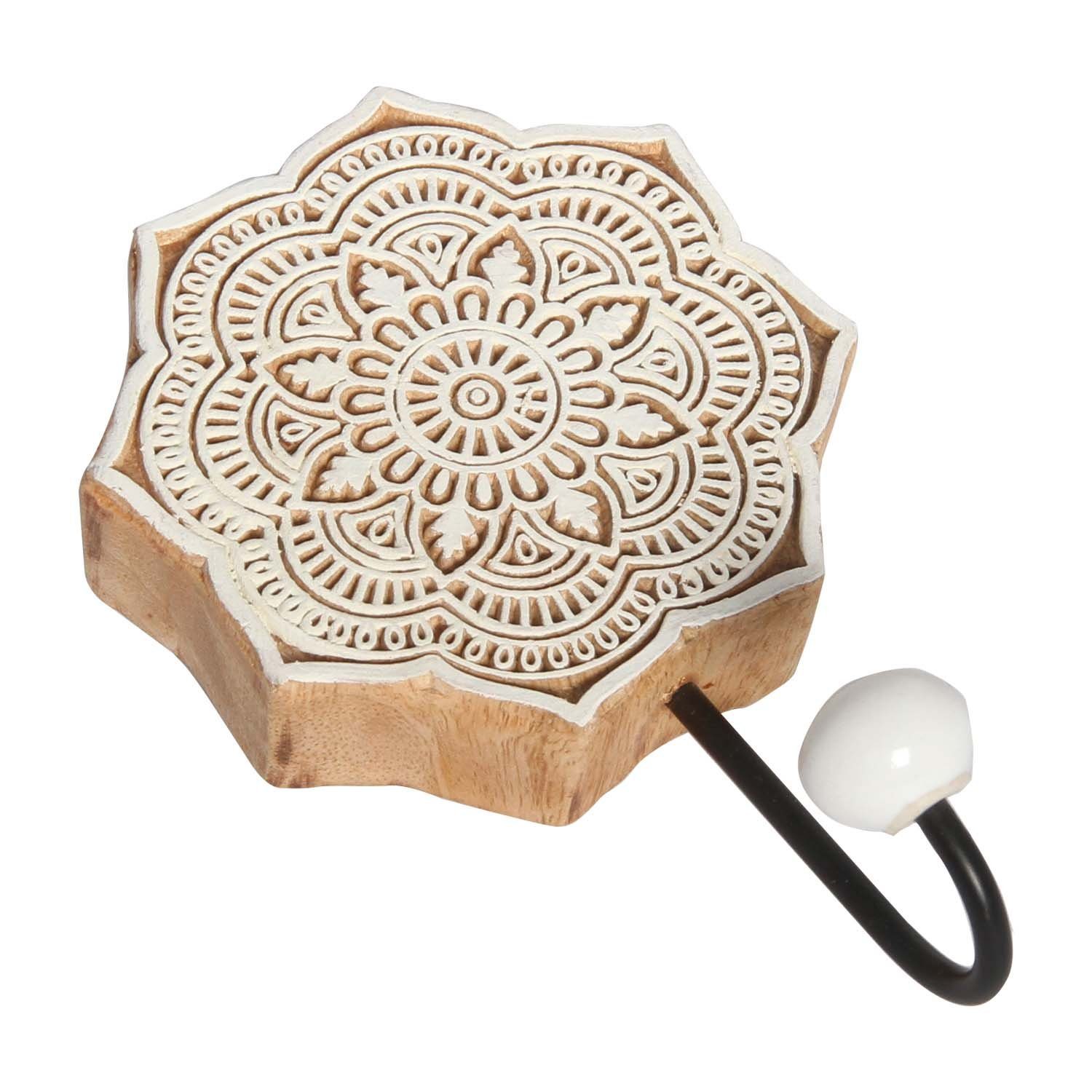 Casa Moro Kleiderhaken Orientalische Kleiderhaken Yasid aus Massivholz handgeschnitzt WH200, Flur, Diele, Büro, Schlafzimmer, Wandgarderobe, (Set, 3-St., 3-teilig), Handmade