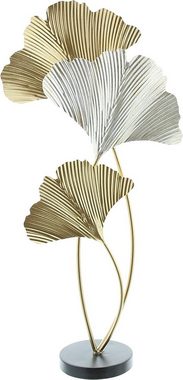 Dekoleidenschaft Dekofigur Gingko Blätter aus Metall in gold und silber, 61 cm hoch, Metalldeko, Blattdekoration, Dekoobjekt