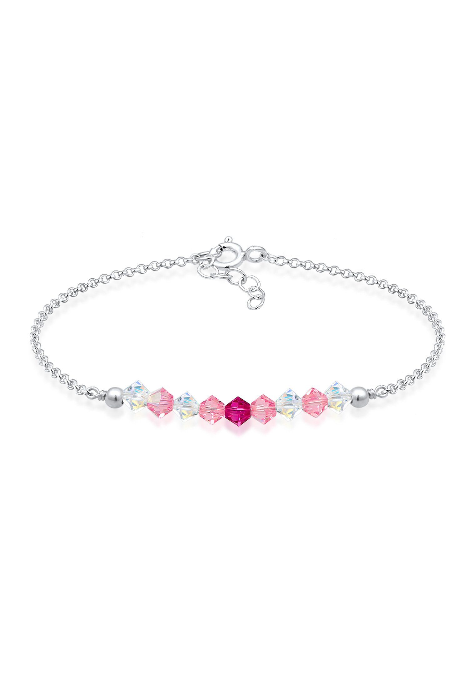 Elli Armband Kinder Beads Rosa Kristalle 925 Silber Pink