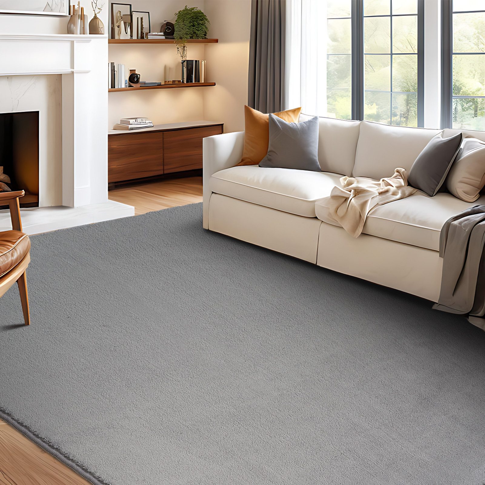 Topfinel Teppich rechteckig, Wohnzimmer Teppich modern rutschfest, Kundenli günstig online kaufen