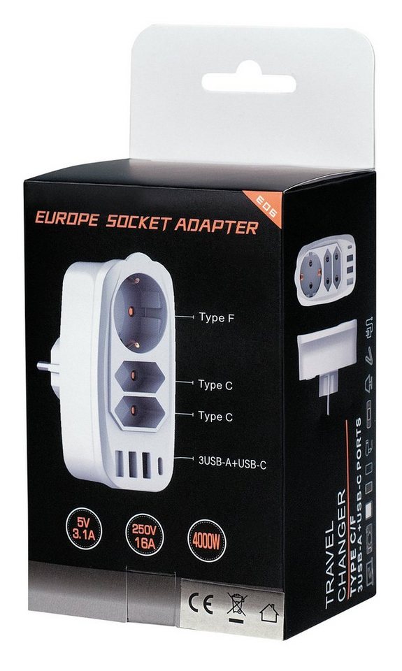 Thumbnail - Maxtrack Mehrfachsteckdose, Mehrfachadapter mit USB Ladefunktion