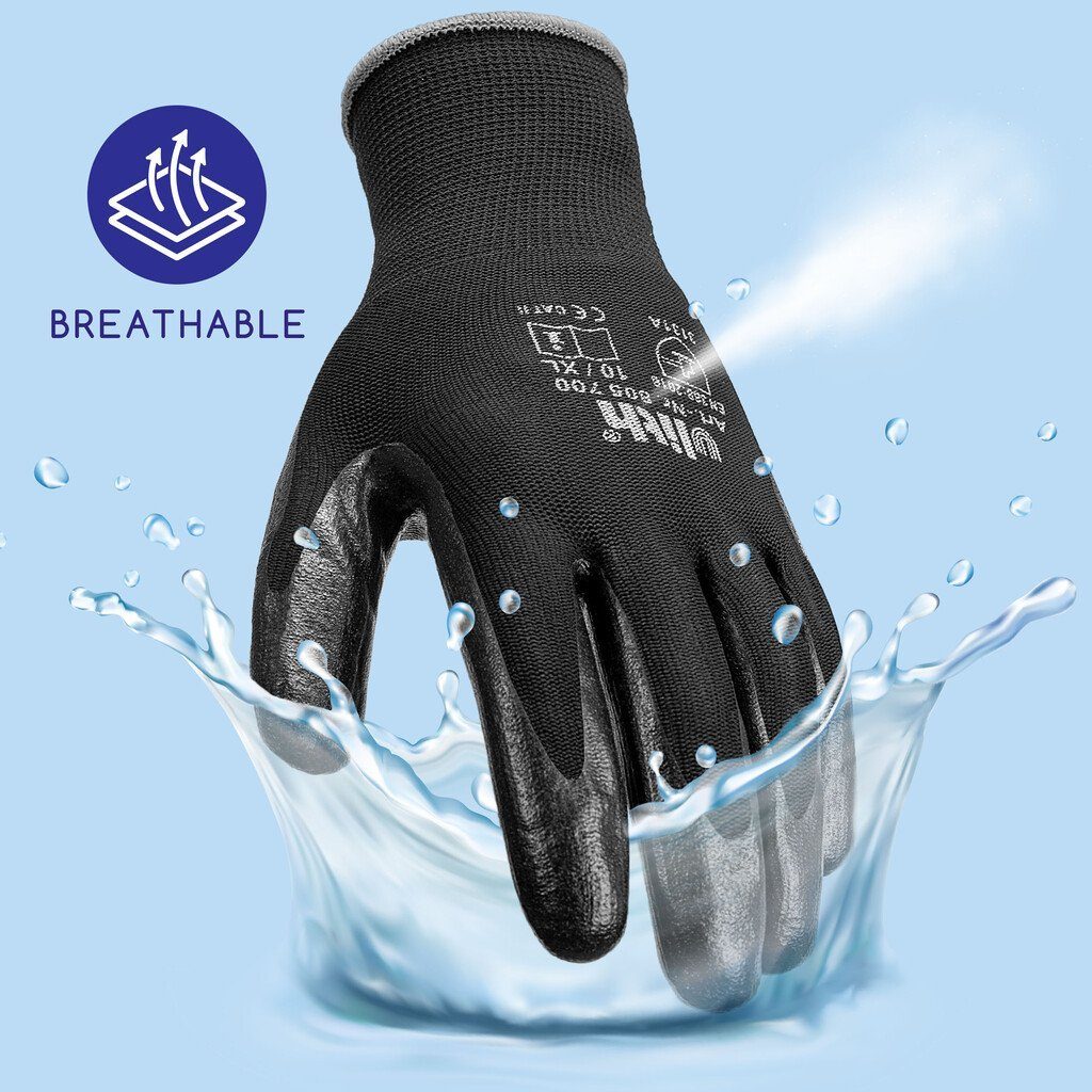 Soft Arbeitshandschuhe Grip, schwarz Nitril alca guten Arbeitshandschuhe mit Schutzhandschuhe