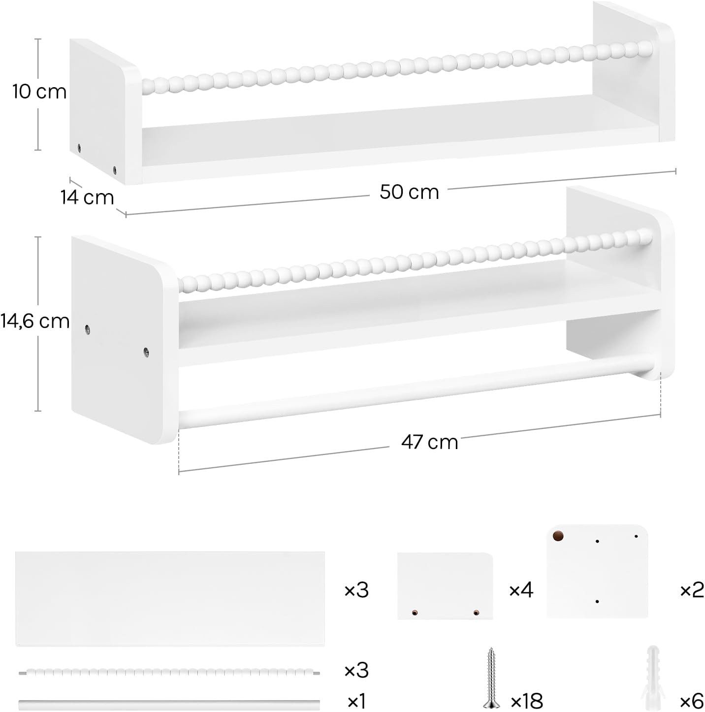 Woltu Kinderregal, 3-tlg., Bücherregal Wand, Montessori Regal, aus Massivholz