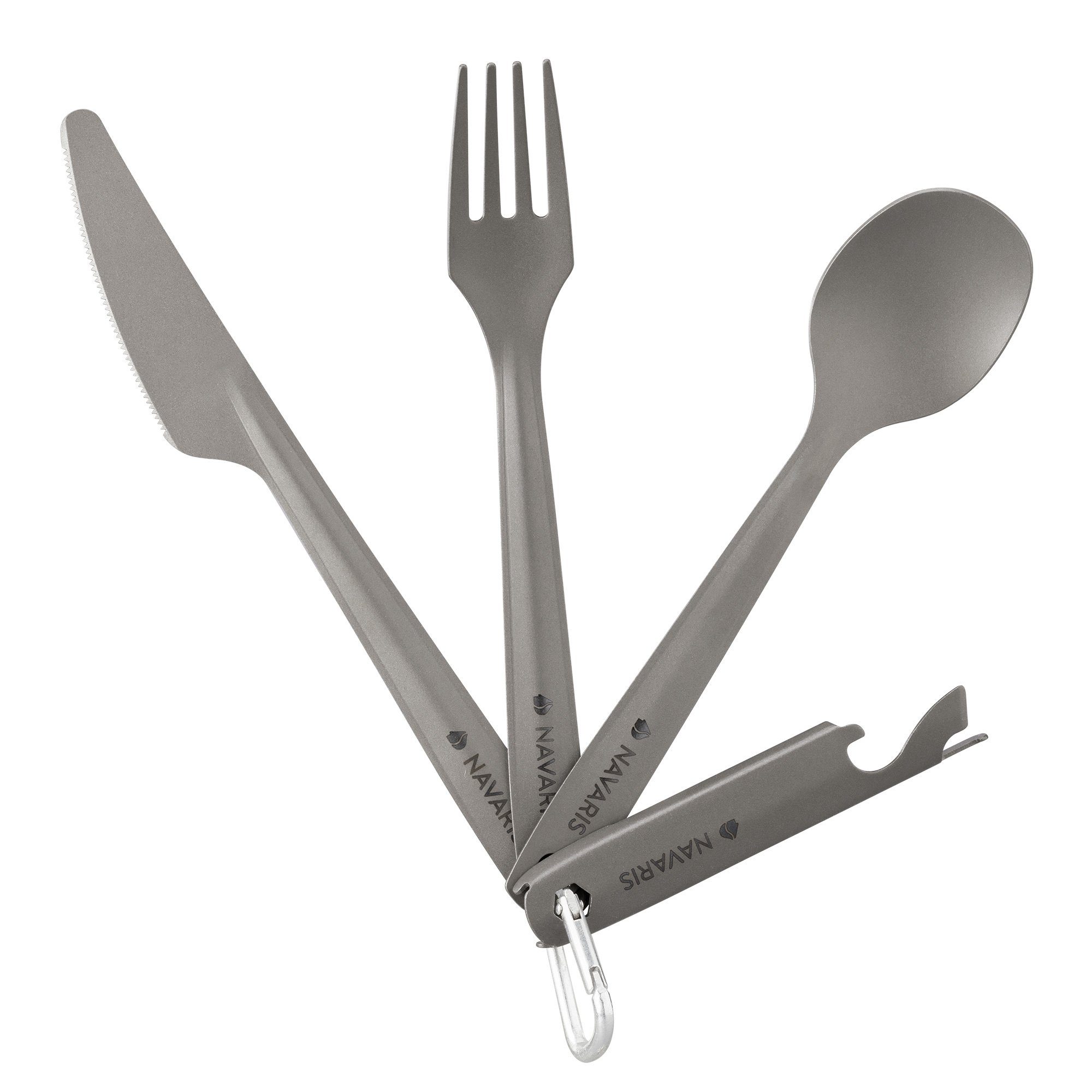 Navaris Campinglöffel (4 Stück), Titan Camping Besteck 4tlg. - Outdoor Messer Gabel Löffel inkl ...