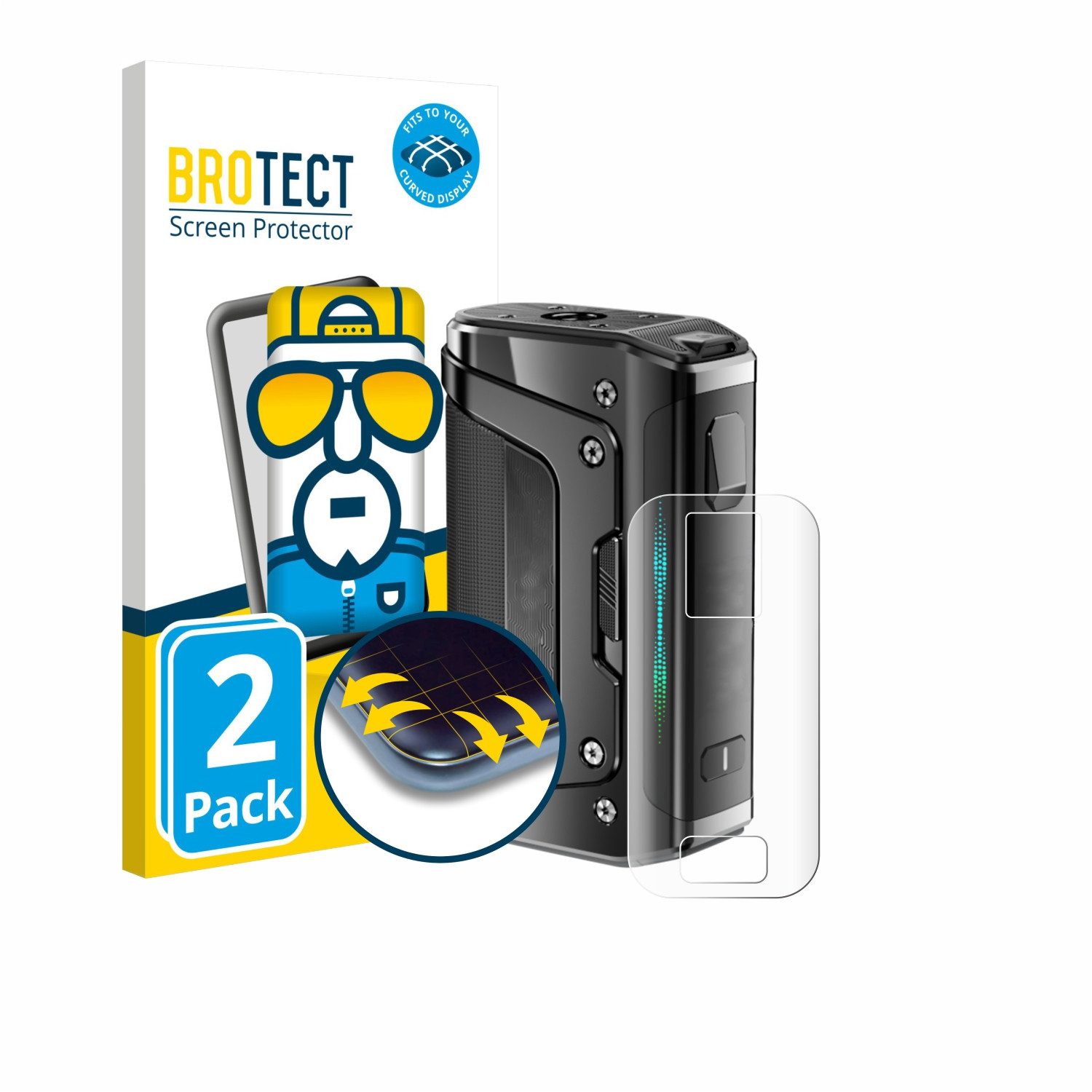 BROTECT Displayschutzfolie Fullscreen Schutzfolie für GeekVape Aegis Legend 5, 2 Stück, Displayschutz Folie Fullcover Klar Transparent