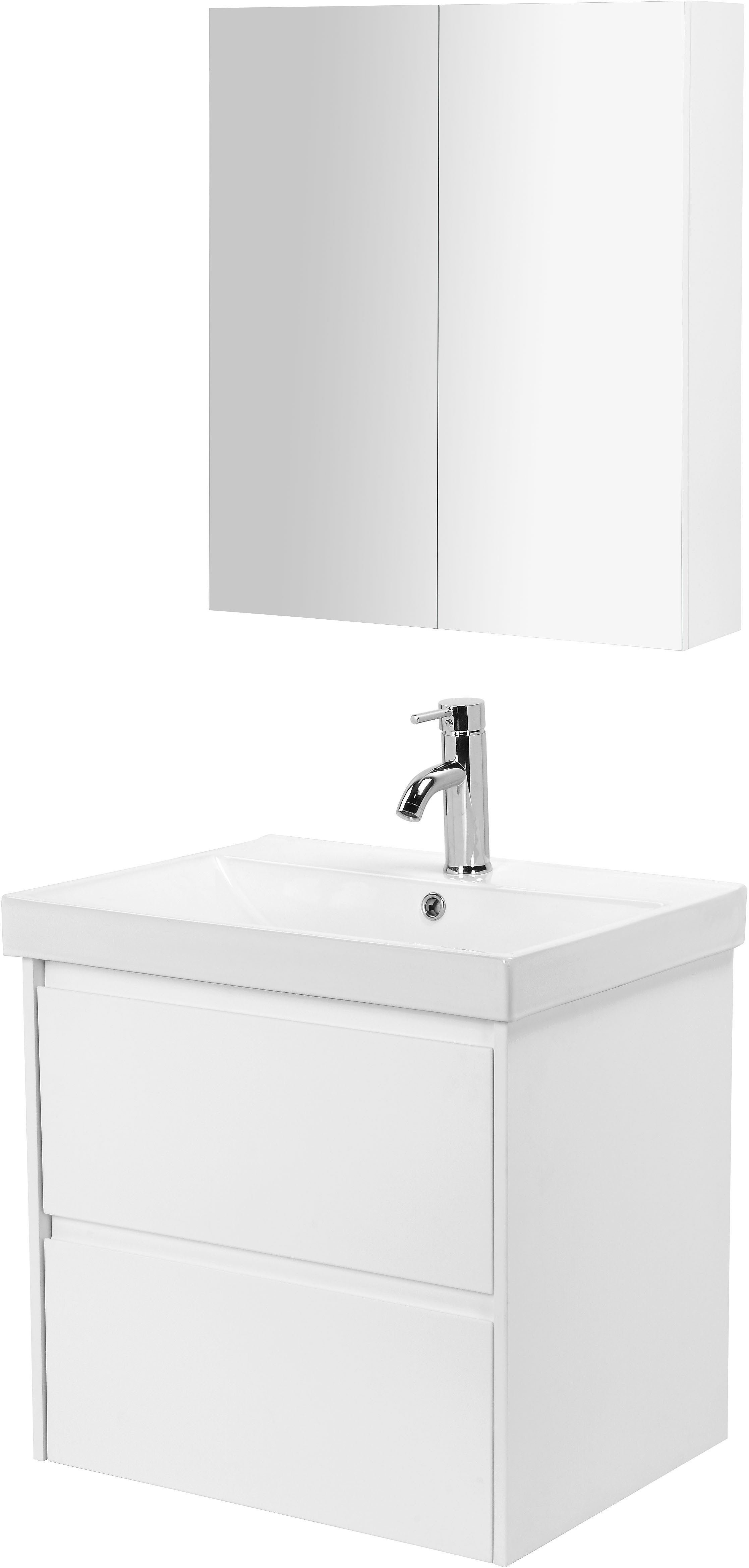 welltime Badmöbel-Set Clarence, Waschplatz mit 2 Auszügen und Softclose Breite 60cm & 80cm