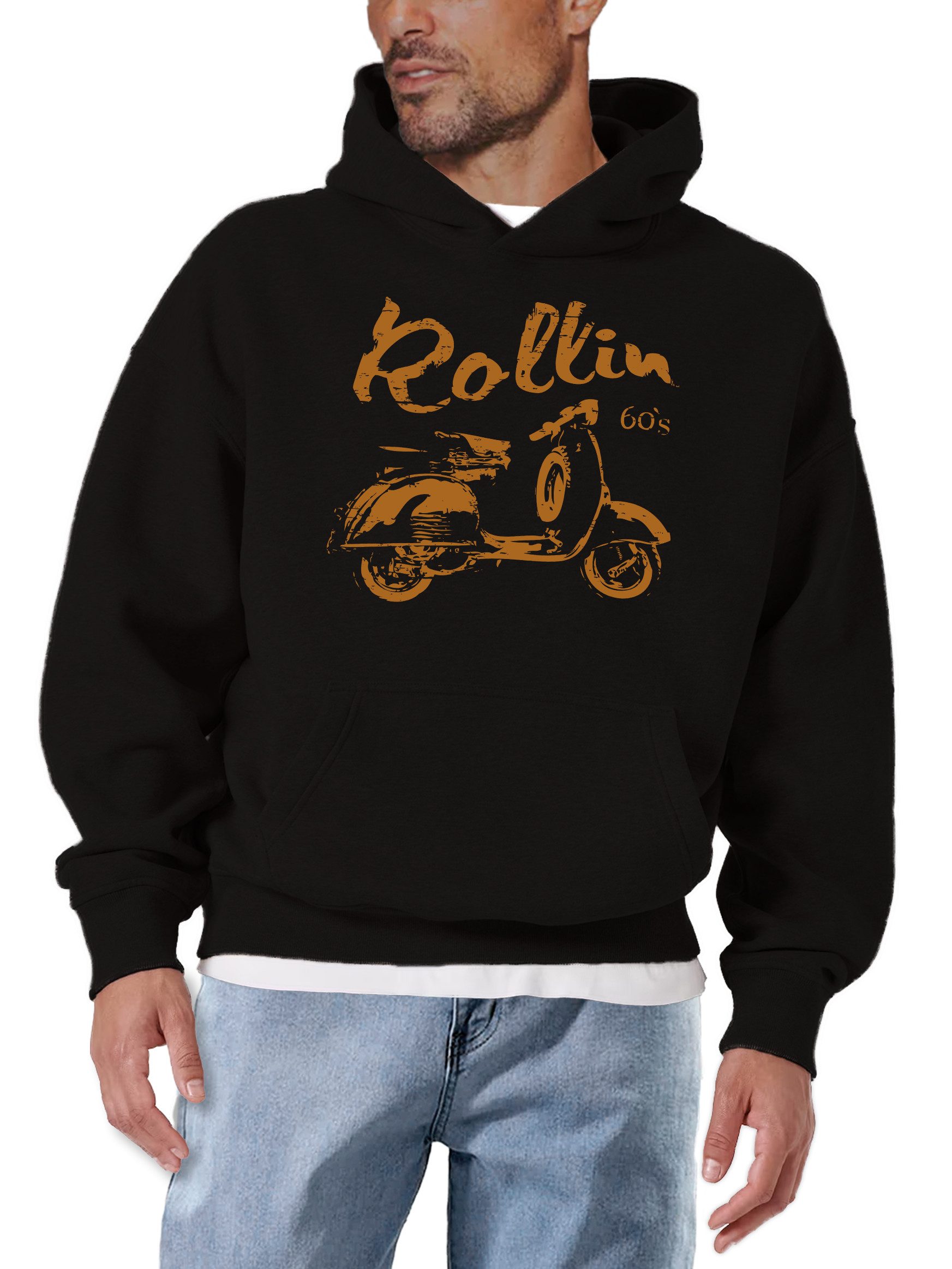MAKAYA Kapuzenpullover Herren Vintage Roller Sweatshirt mit Kapuze Männer Pulli Hoodie