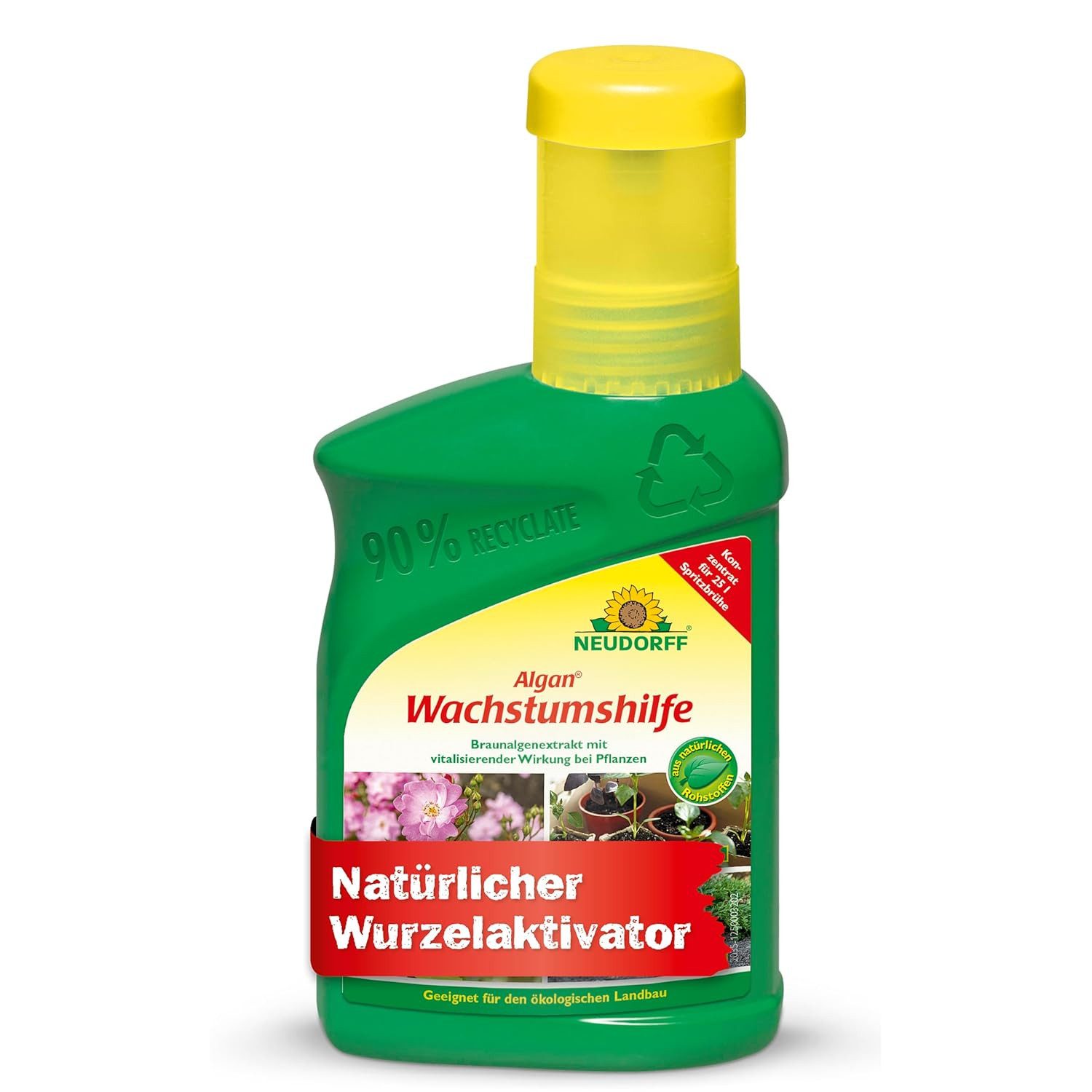 Neudorff Pflanzenstärkungsmittel Algan Wachstumshilfe, Flüssige Wachstumshilfe für Pflanzen, 10 ml Konzentrat für 1 Liter Wasser, Mit Braunalgenextrakt zur Unterstützung des Einwurzelns