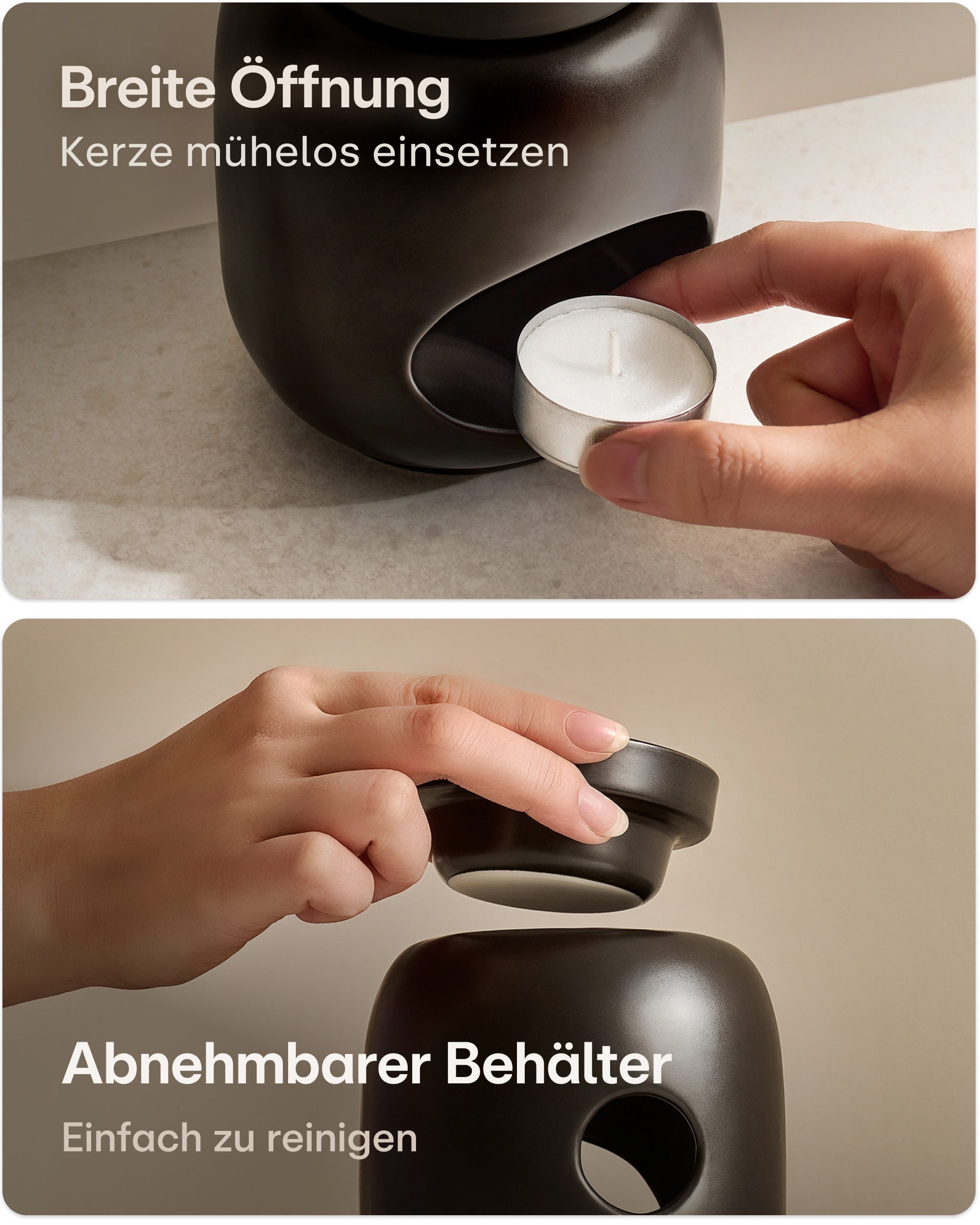 Praknu Duftlampe Duftlampe Keramik 100ml – Teelicht Aromalampe für Öle & Duftwachs (Einzelartikel, 1 St., 1 x Praknu Teelicht Duftlampe Keramik 100 ml – Verdamp – Bild 5 von 5