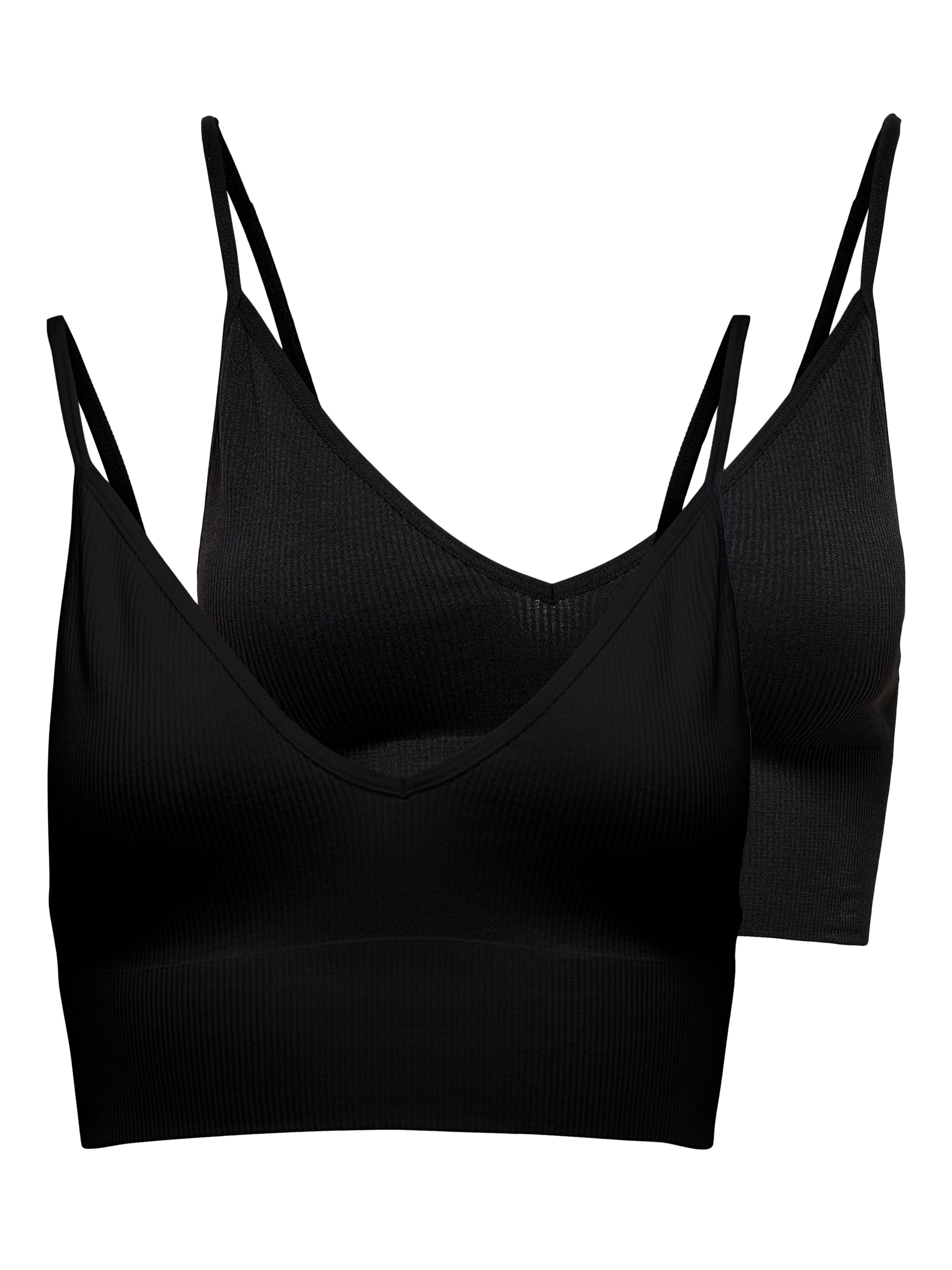 ONLY Bustier ONLVICKY – BH-Tops mit geripptem Detail im 2er-Pack (Packung, 2-tlg) figurbetont, modisch, Materialmix, Jersey, Spaghettiträger