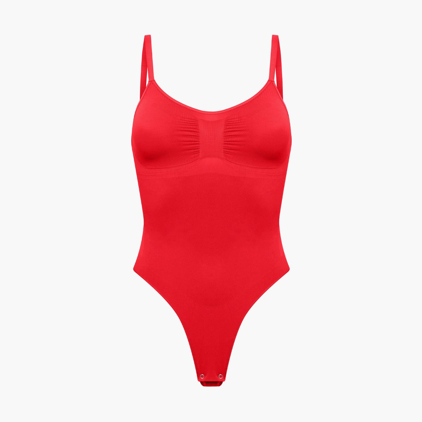 Creamy Fabrics Miederbody Bodysuit Sculpting Shapewear mit String-Fire Red-2XL (1-tlg) Figurformend