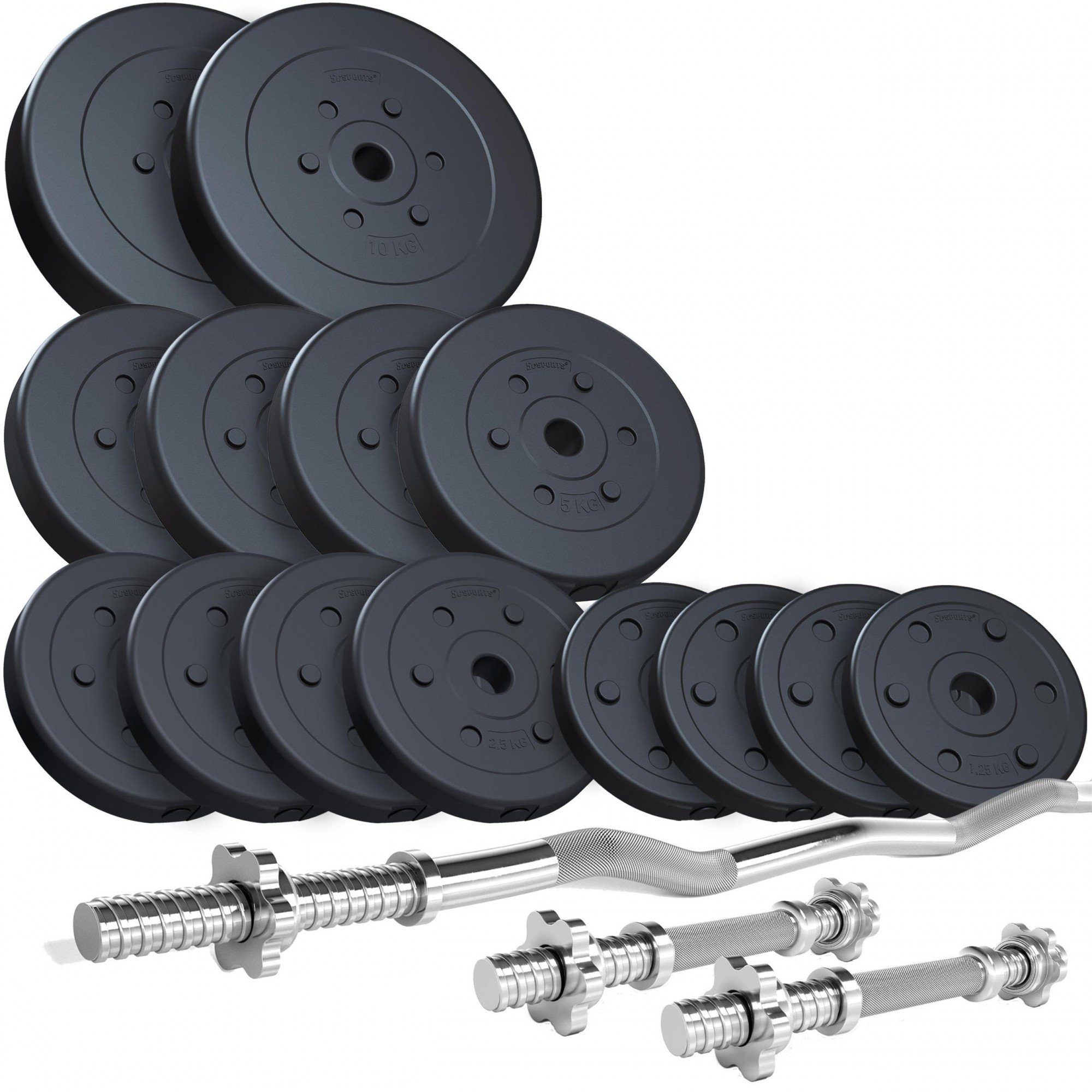 Stange 31mm Hanteln ScSPORTS® Kurzhanteln Gewichte Hantel-Set Kunststoff SZ 66kg