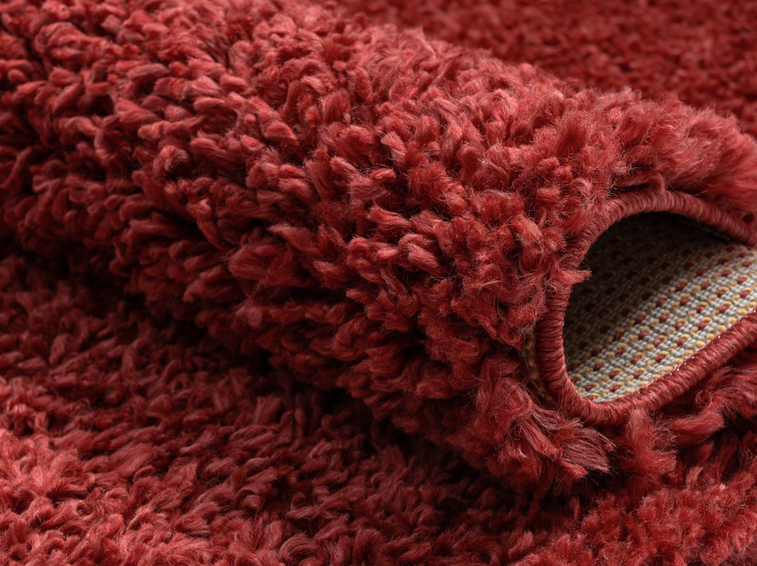 LebensWohnArt Teppich Hochflor Teppich SHAGGY weinrot rechteckig diverse Größen, Höhe: 3.7 mm