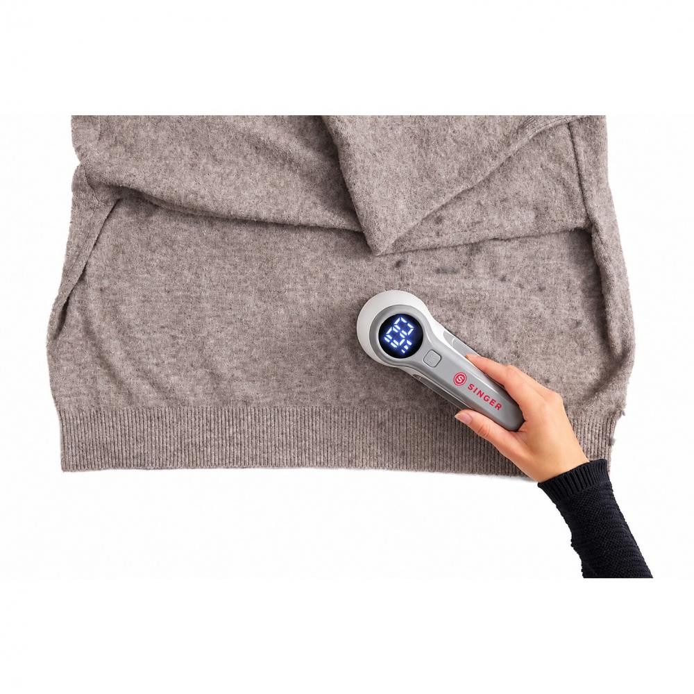 Singer Fusselroller - Fusselentferner Textilrasierer (wiederaufladbar), USB-Ladekabel, abnehmbares Flusensieb, ergonomischer Griff