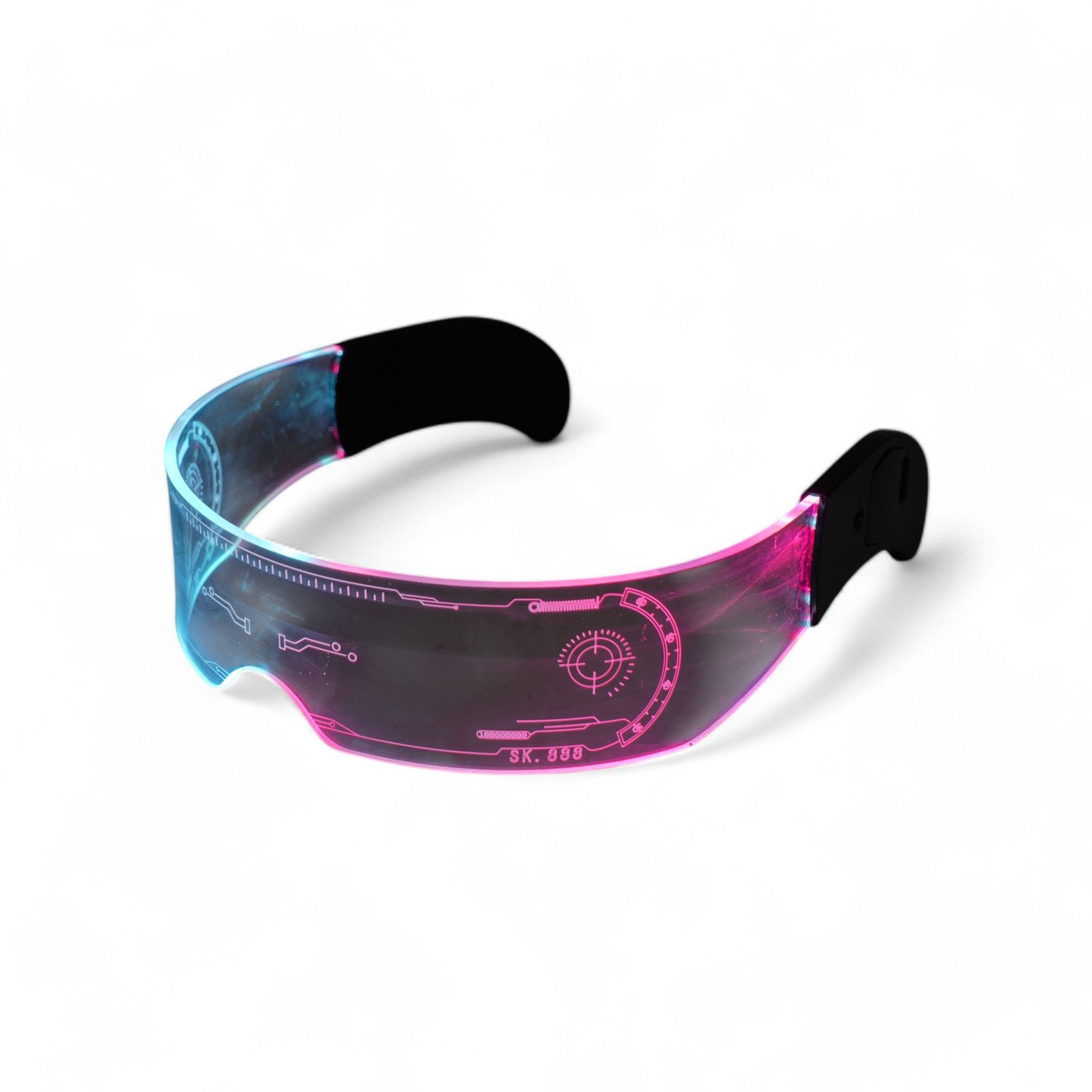 Eyecatcher Partyanzug LED-Visierbrillen mit wechselbaren Farben und coolen Motiven