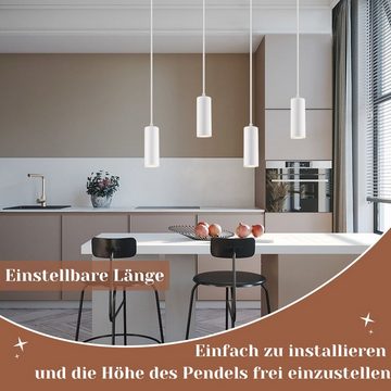 Nettlife Pendelleuchte 4 Flammig Esstisch Pendellampe GU10 Weiß/Schwarz Hängend Hängeleuchte, Höhenverstellbar, LED wechselbar, für Esstisch Küche Wohnzimmer