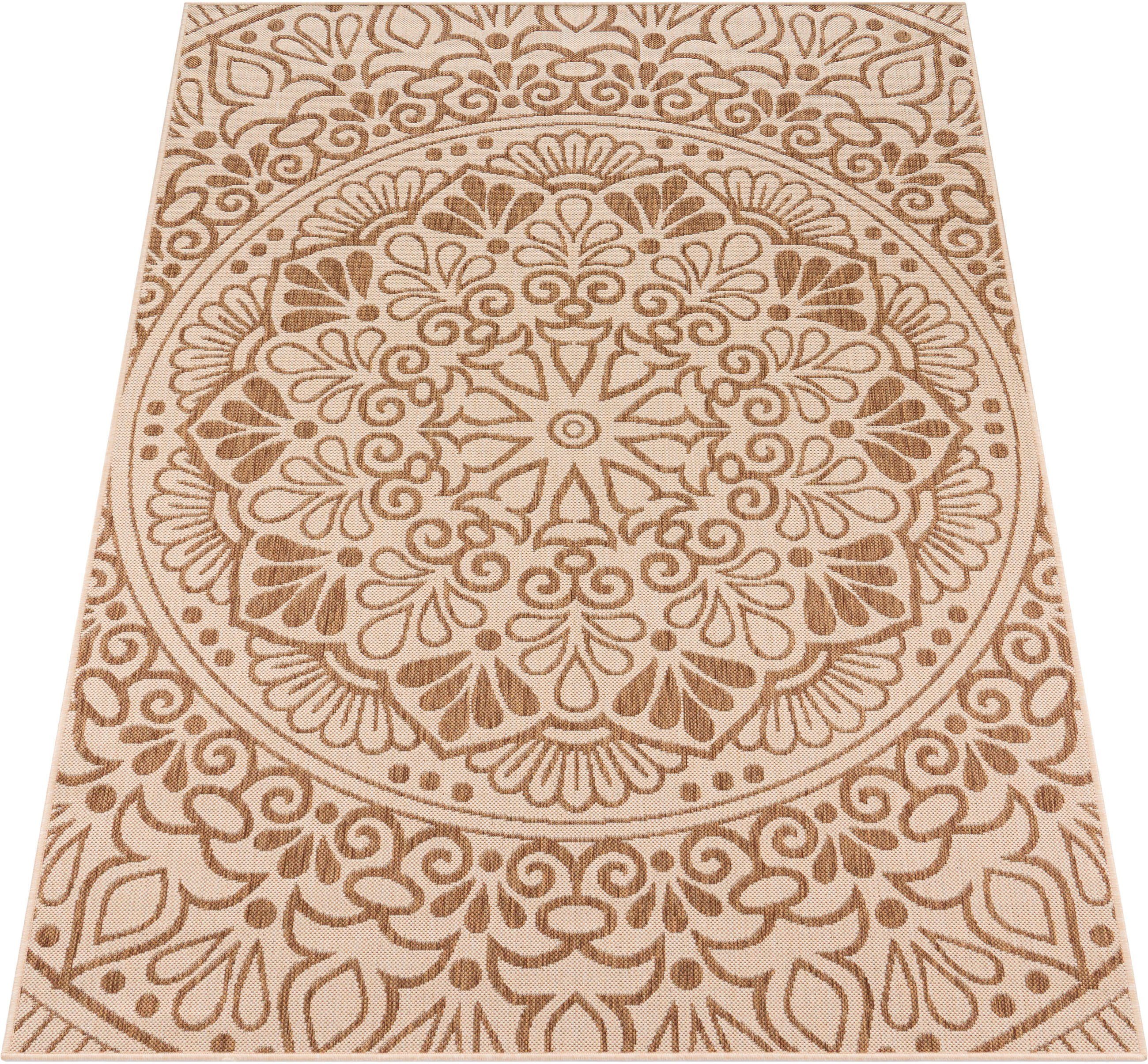 Teppich Coco 205, Paco Home, Höhe: geeignet beige und In- Outdoor 4 mm, rechteckig, Muster, Paisley Flachgewebe