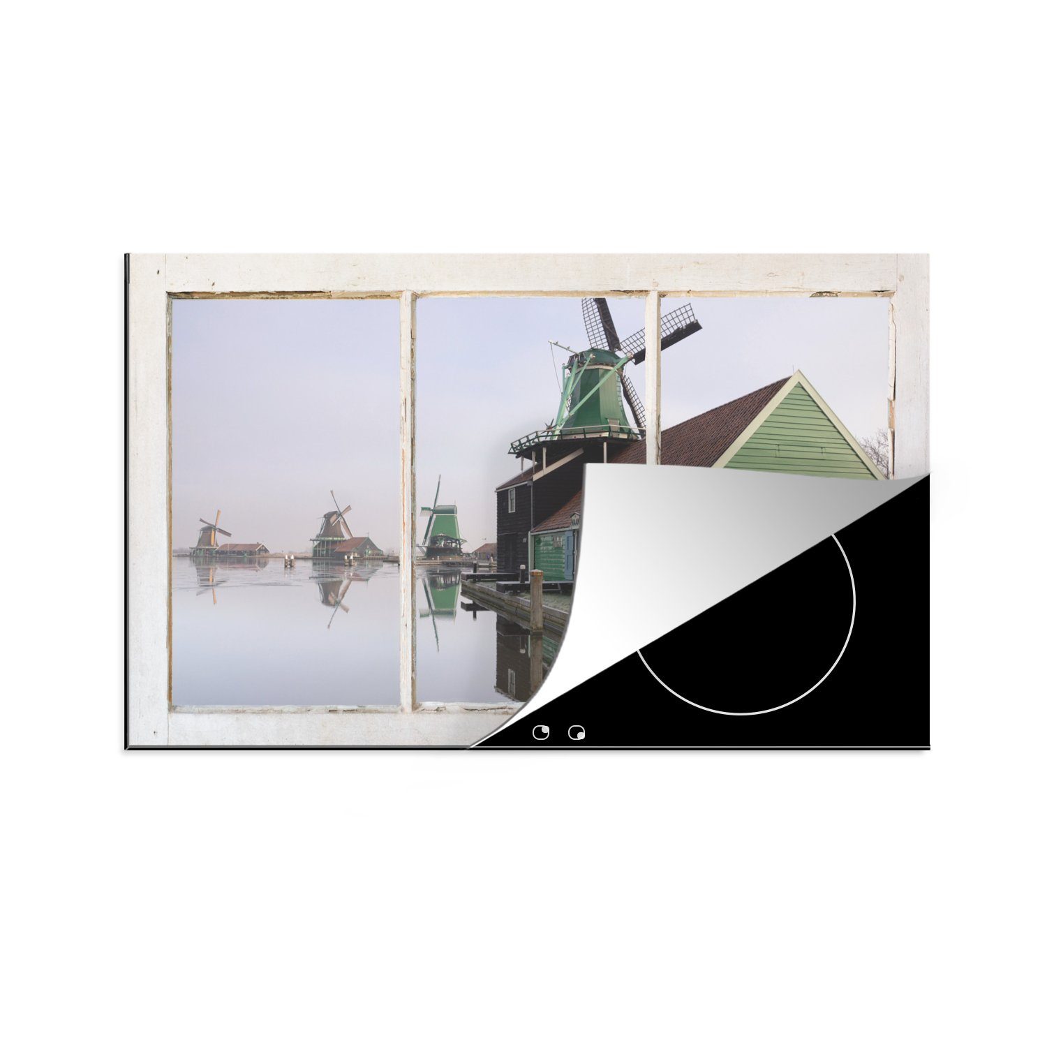 - - Vinyl, Wasser küche, Herdblende-/Abdeckplatte tlg), cm, (1 Induktionskochfeld Aussicht MuchoWow für Mühle, 81x52 die Ceranfeldabdeckung Schutz