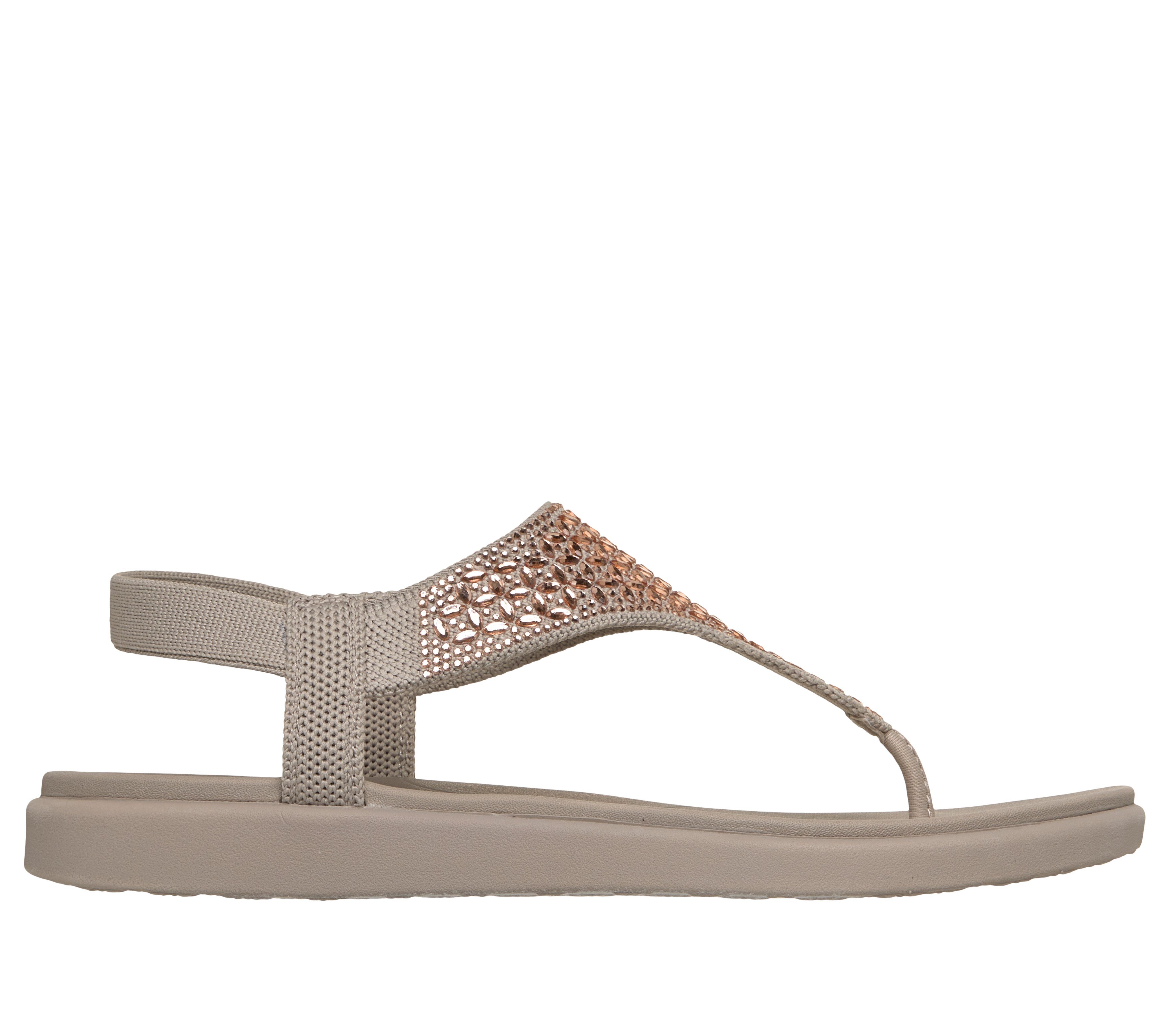 Skechers MEDITATION LUXE Sandale Sommerschuh, Zehentrenner, Strandschuh mit Glitzersteinchen