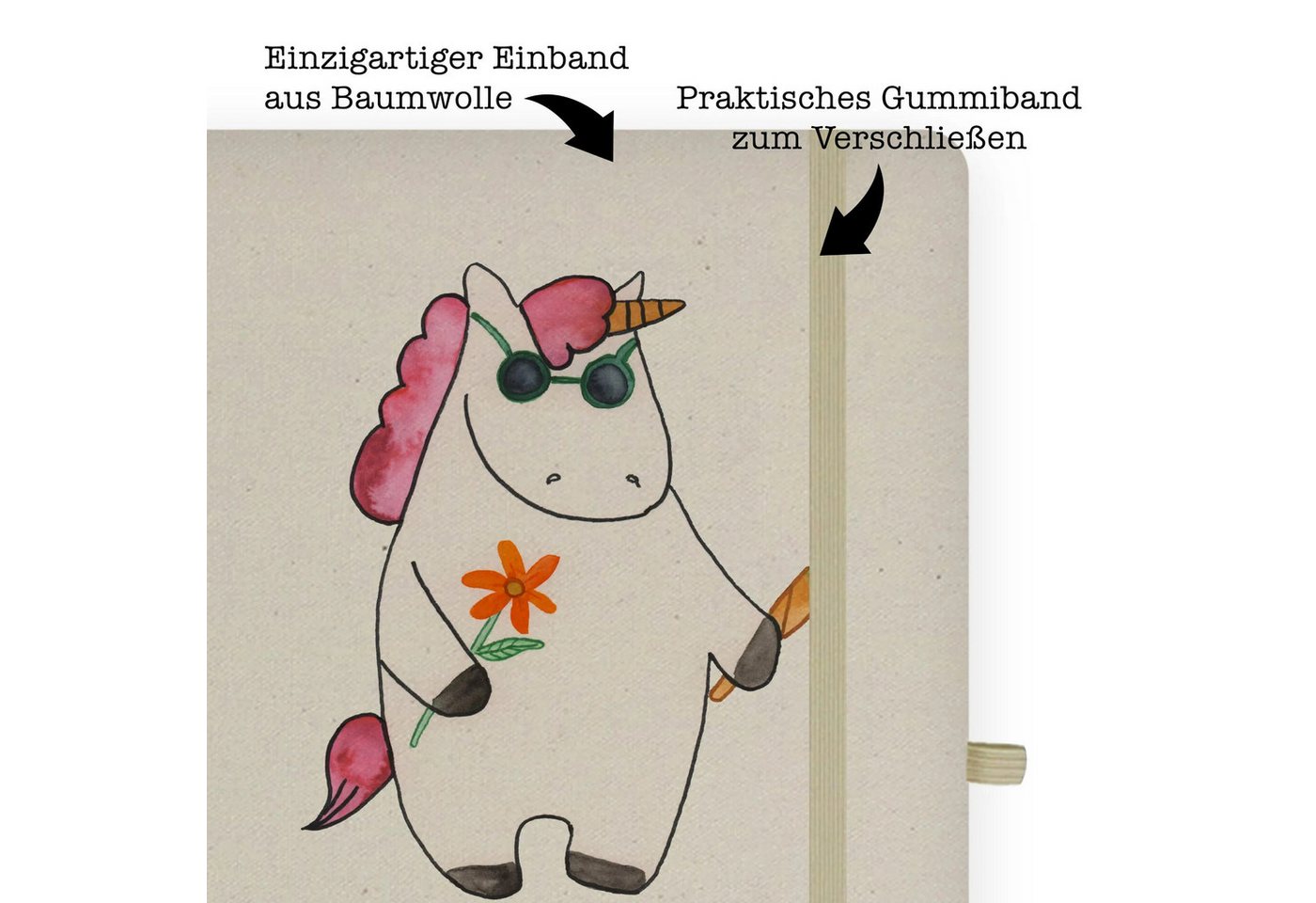 Thumbnail - Mr. & Mrs. Panda Notizbuch Einhorn Woodstock - Transparent - Geschenk, Einhörner, DIN A4 Notizbu Mr. & Mrs. Panda, Premi...
