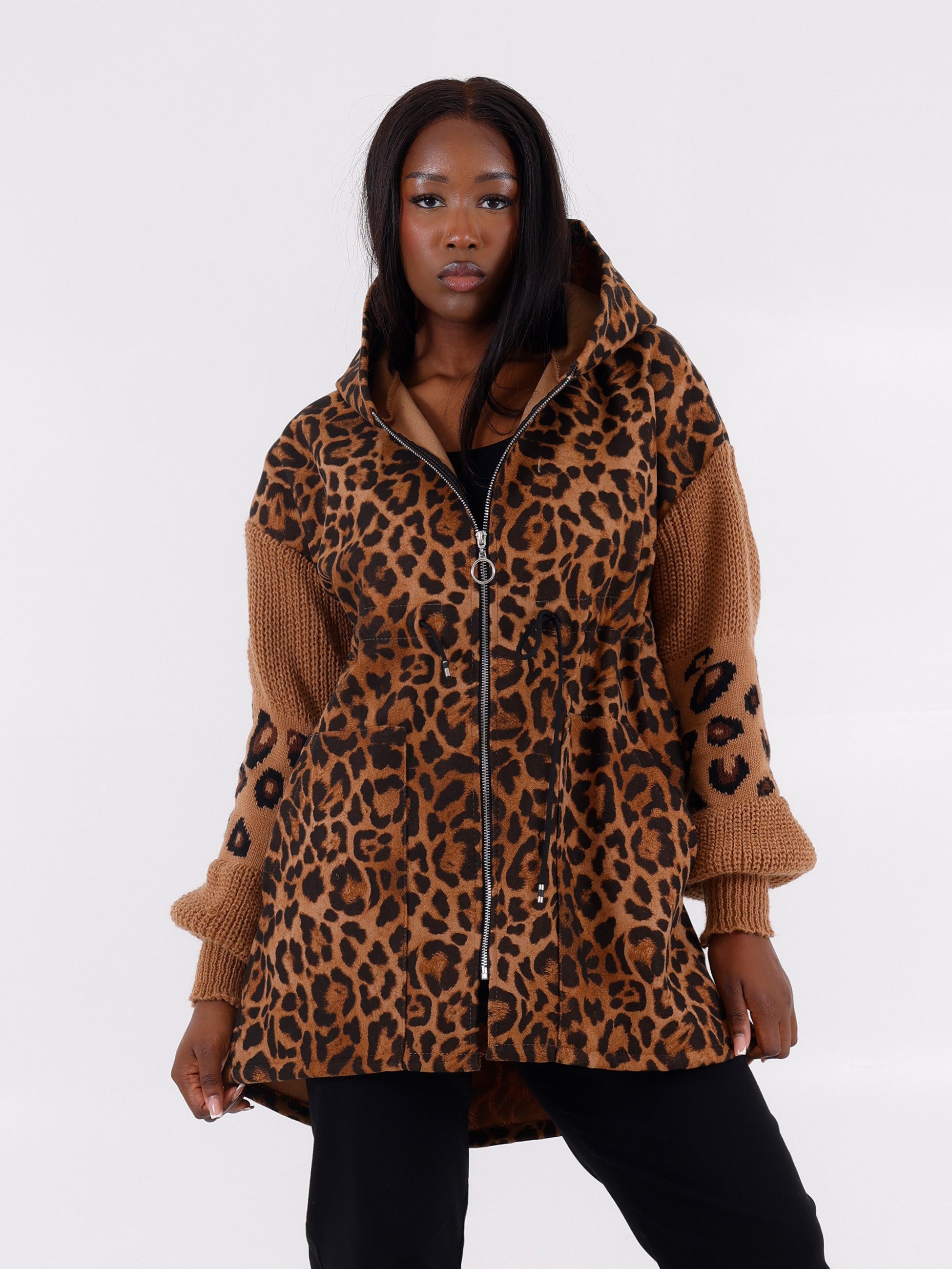YC Fashion & Style Sweatjacke Übergangsjacke mit Leopardenmuster und Kapuze günstig online kaufen