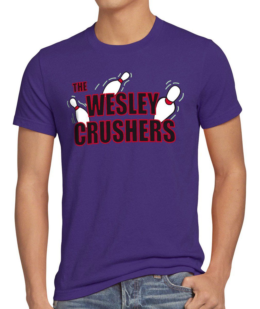 style3 Print-Shirt Herren T-Shirt Wesley Crusher Big Bang Sheldon Serie Bowling Pin Cooper Theory lila
