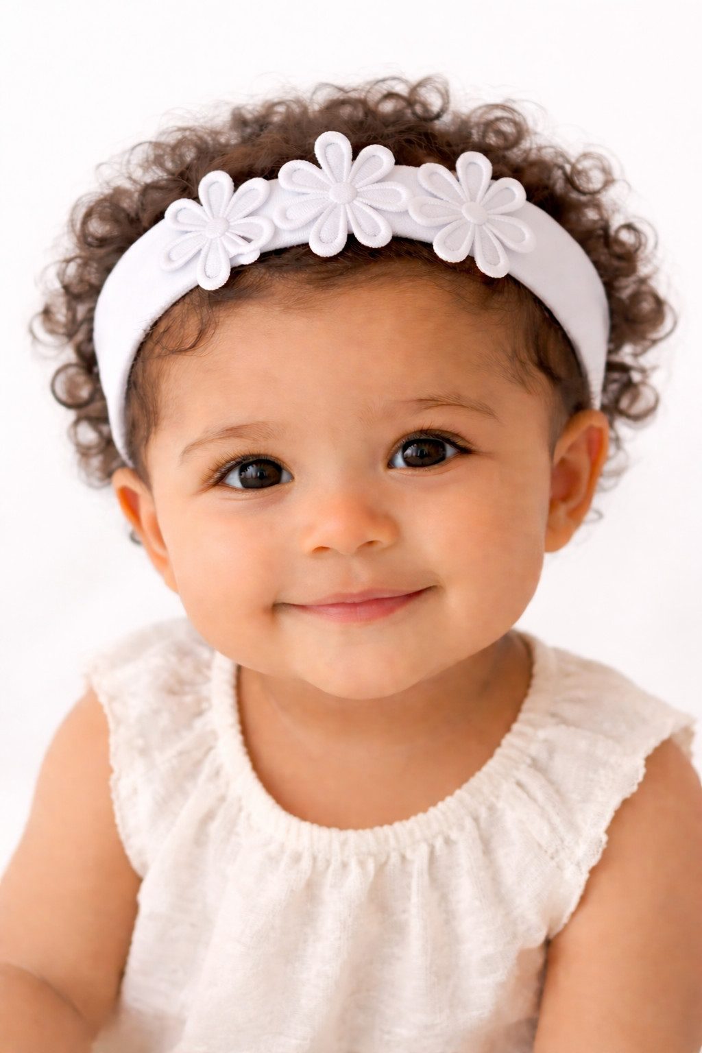 La Bortini Stirnband Baby Kopfband in Weiß mit Blumen Kopfschmuck für Mädchen (für Mädchen, mit Blumen) elastisch, weiß creme