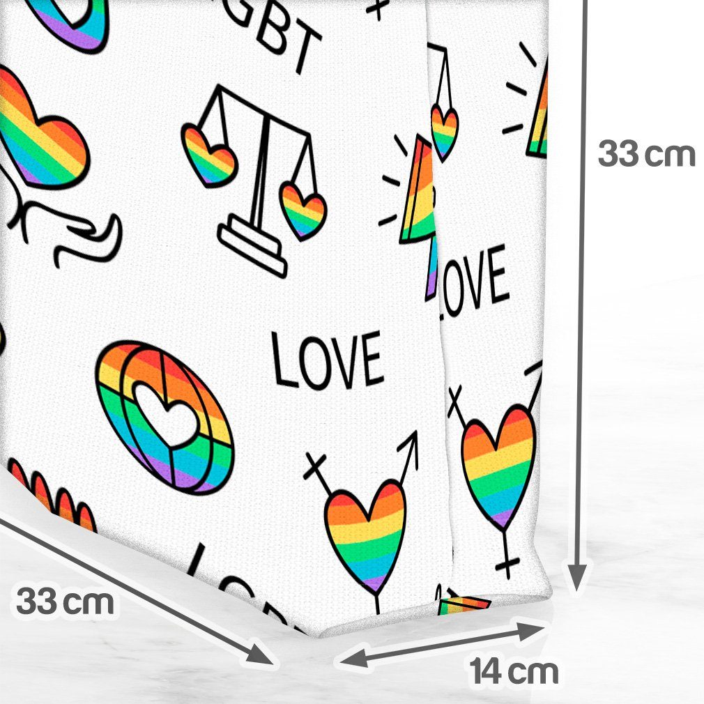 VOID Hand schwul gay (1-tlg), Herz Pride Henkeltasche Regenbogen pride gleichberechtigung herzen