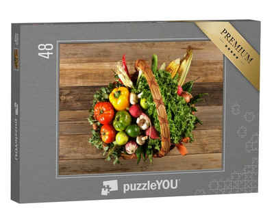 puzzleYOU Puzzle Ein Korb voll köstlichem Gemüse, 48 Puzzleteile, puzzleYOU-Kollektionen Essen und Trinken